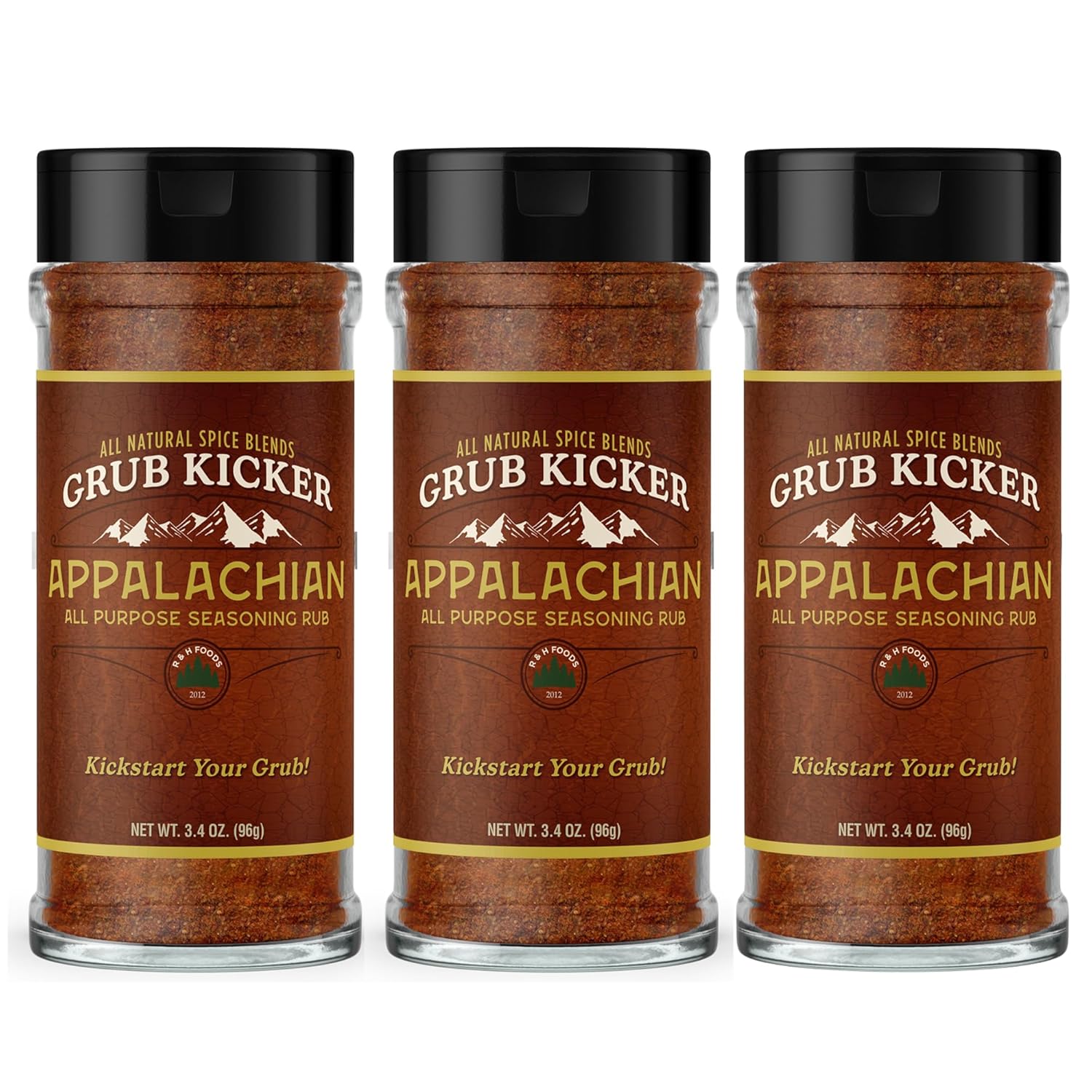 Grub Kicker Appalachian All Purpose Seasoning- 3.4 oz Bottle - All Purpose Seasonings for Cooking BBQ, Chicken Wings, Pork & More - Use for AP & Soul Food Seasoning Recipes 3 Pack