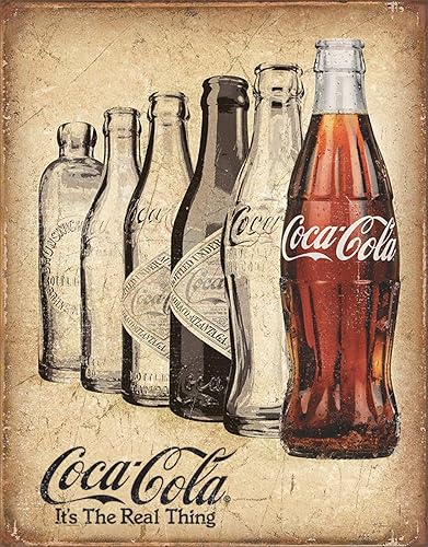 Signs 4 Fun SIG2252 Coca-Cola The Real Thing - Cartel de metal en lata, color crema
