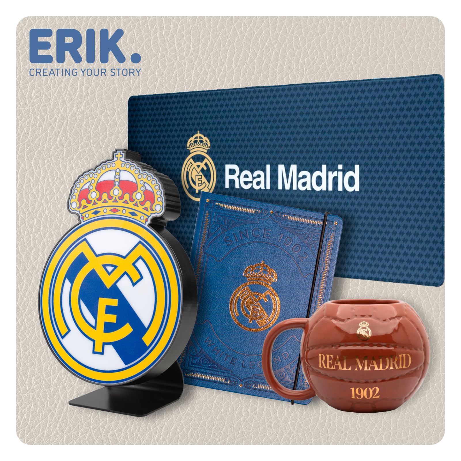 Grupo Erik Cadeaux Real Madrid Enfant | Lampe Real Madrid 3D | Lampe Football Cadeau | Cadeaux pour Enfants | Produit Officiel