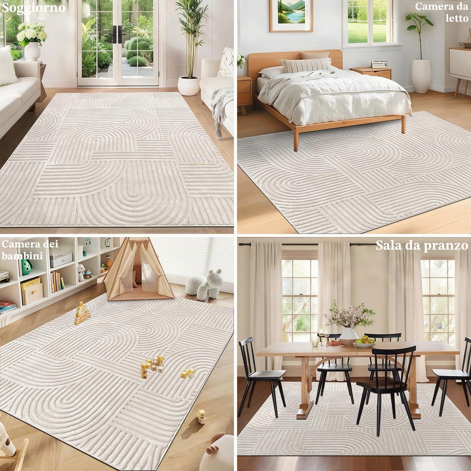 SHACOS Tappeti Moderni per Soggiorno Crema 160x230cm Tappeto Salotto Grande Morbido Antiscivolo Lavabile in Lavatrice Tappeti di Zona per Camera da Letto