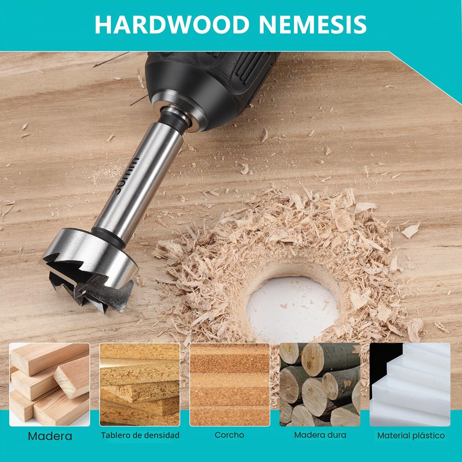HSEAMALL Juego de brocas Forstner, 12 unidades, 10 – 50 mm, para madera, brocas perforadas, juego de brocas para madera