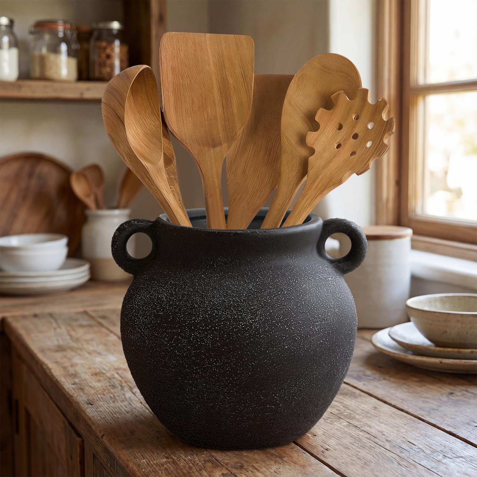 アンティークキッチンホルダー Amazon.com: Qinyoung Rustic Kitchen Utensil Holder 6 Inch Small