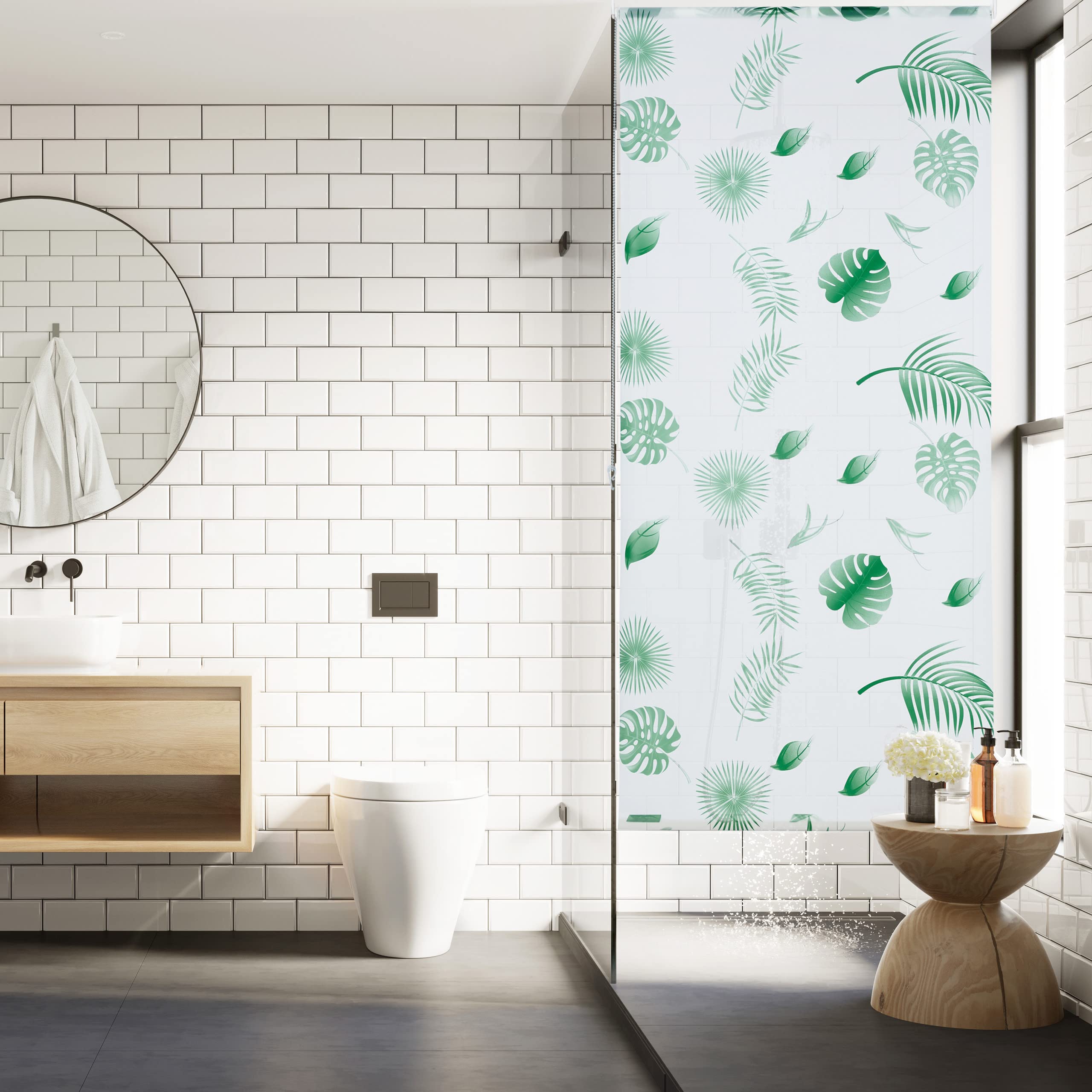 Relaxdays Store de Baignoire, 160 x 240 cm, Rideau de Douche Hydrofuge, Plafond & fenêtre, Pare-Bain, Blanc/Vert