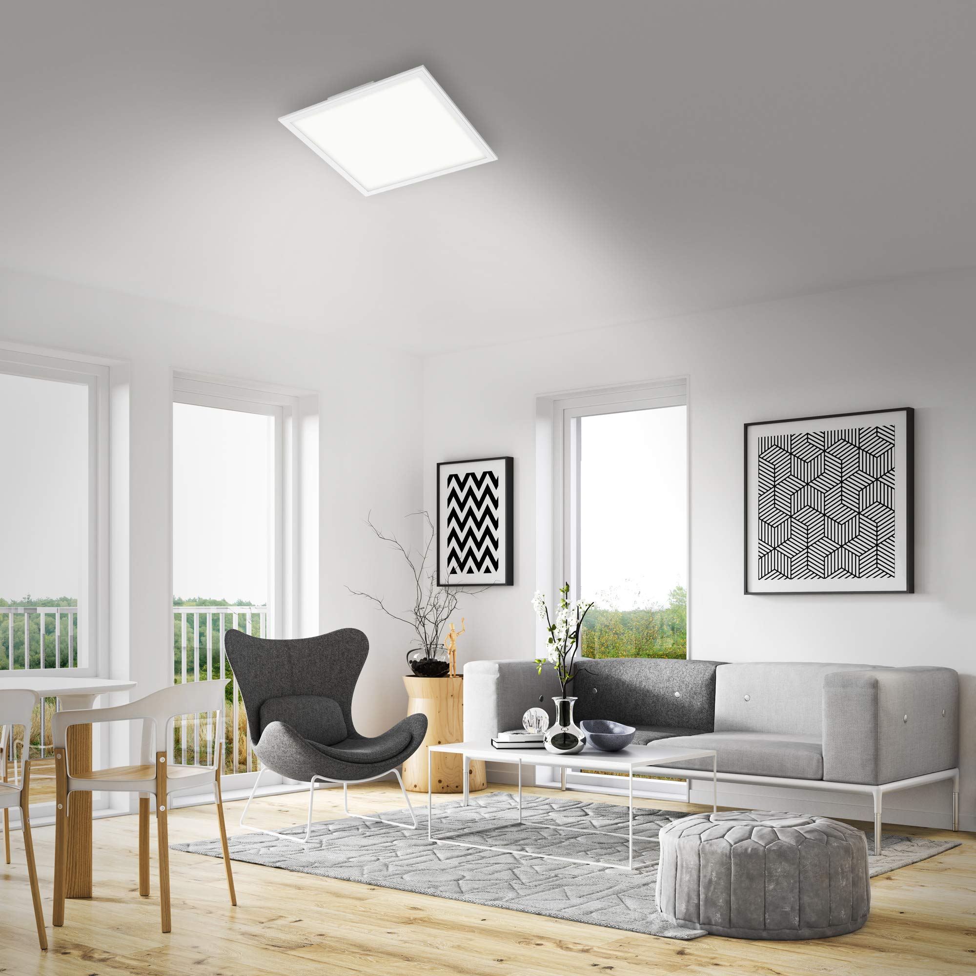 Briloner Leuchten Pannello LED, plafoniera con funzione dimmer, lampada a soffitto con telecomando e regolazione della temperatura del colore, 2.400 lumen, colore bianco, 45x45 cm