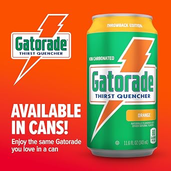Gatorade Thirst Quencher, Orange, 11.6 Fl Oz Cans (Pack of 18)