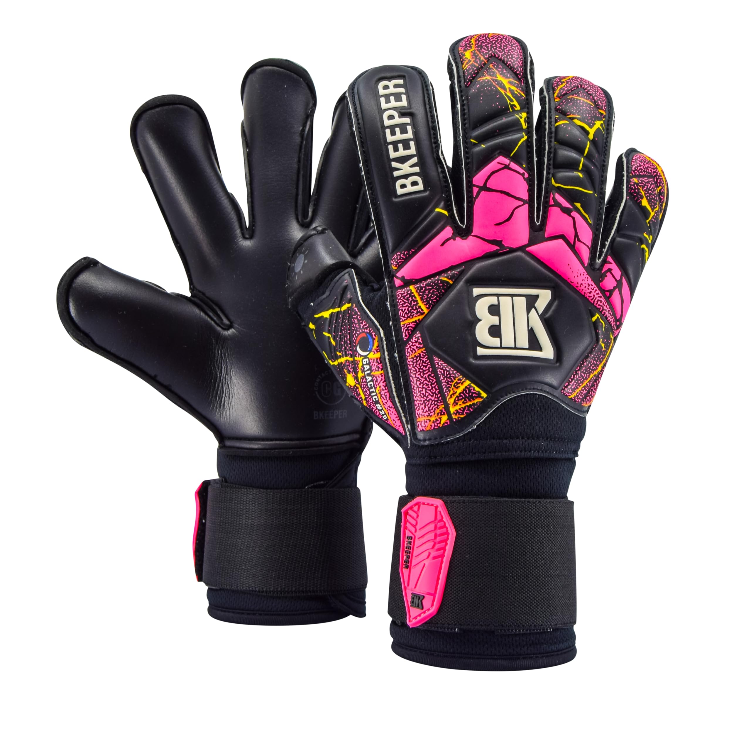 Gants de Gardien Galactic #25 Noir Enfant, Coupe Hybride, Barrettes, Facile à Enfiler