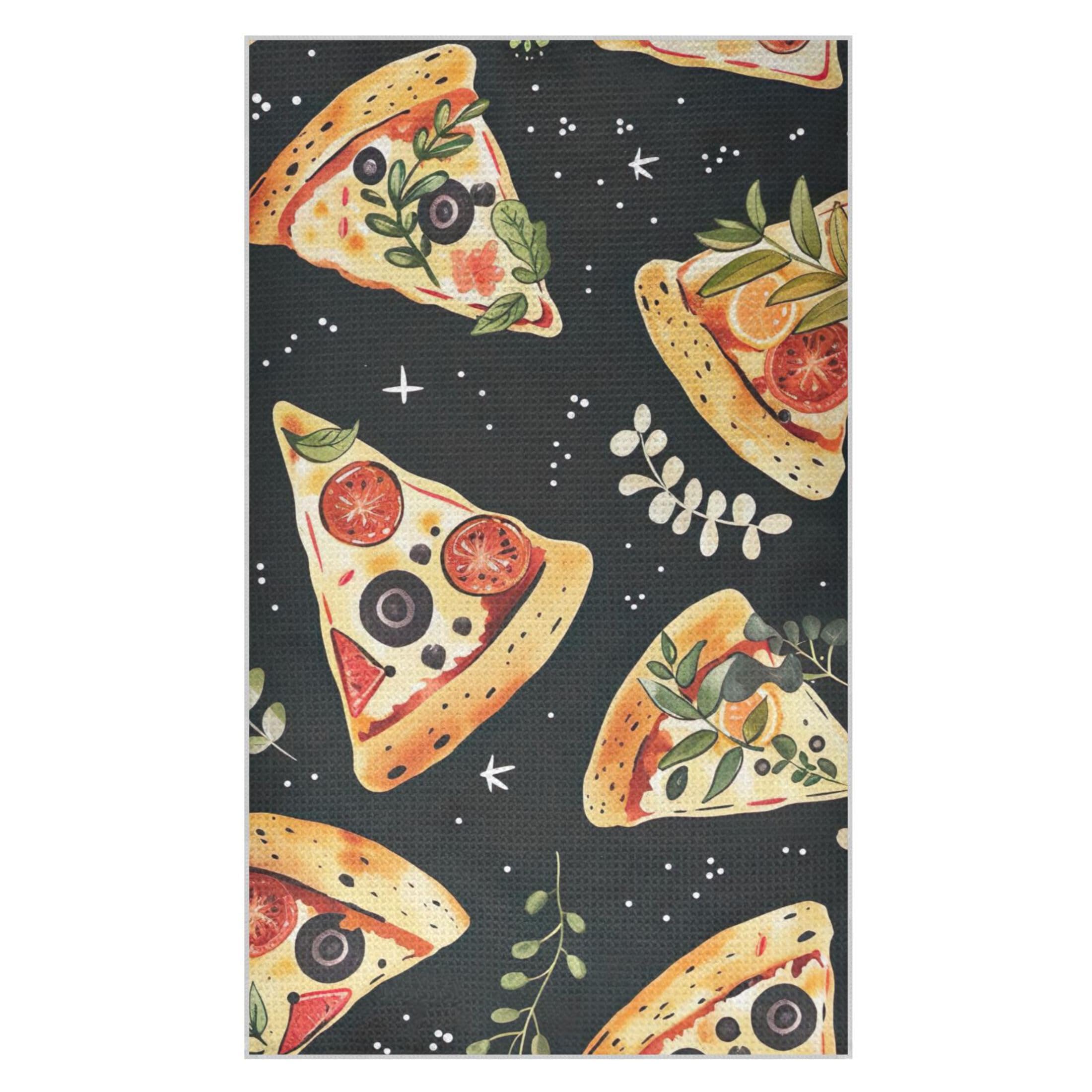 Kutsu Pizza Slices Waffle Weave Kitchen Towels Absorbent Quick Drying Dish Towels for Kitchen, Decorative Tea Towel, 18x30 in