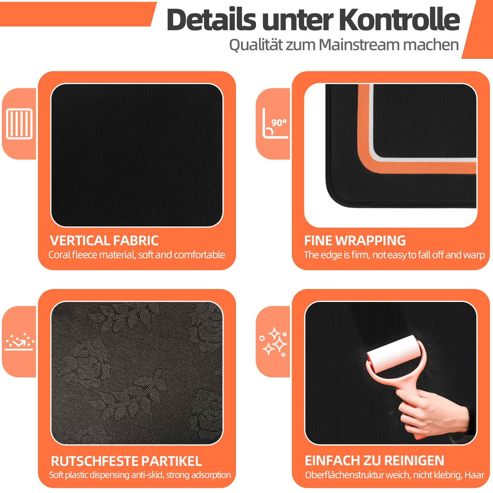 OUUTMEE Tapis pour Batterie Tapis pour Batterie Noir + Bordure Orange 182 x 122 cm
