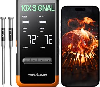 ThermoMaven G2 Wireless Meat Thermometer: 3000ft Sub-1G Range, NIST-Certified 6-Sensor Accuracy, Dual Probes for BBQ Grill Smoker Oven