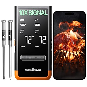 ThermoMaven Wireless Bluetooth Smart Meat Thermometer: Standalone Base, Smart WiFi