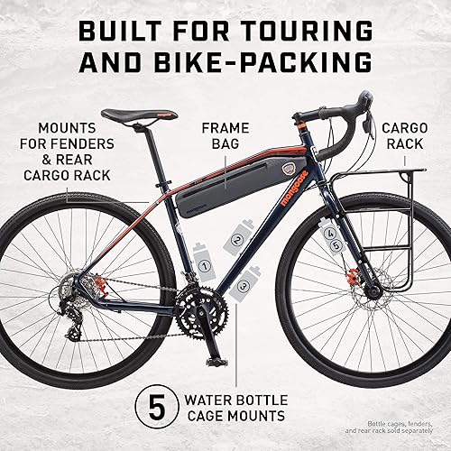 Miniatura 2 de Mongoose Bicicleta Elroy Adventure Bike 700C para hombre, azul, tamaño de cuadro de 21.3 in