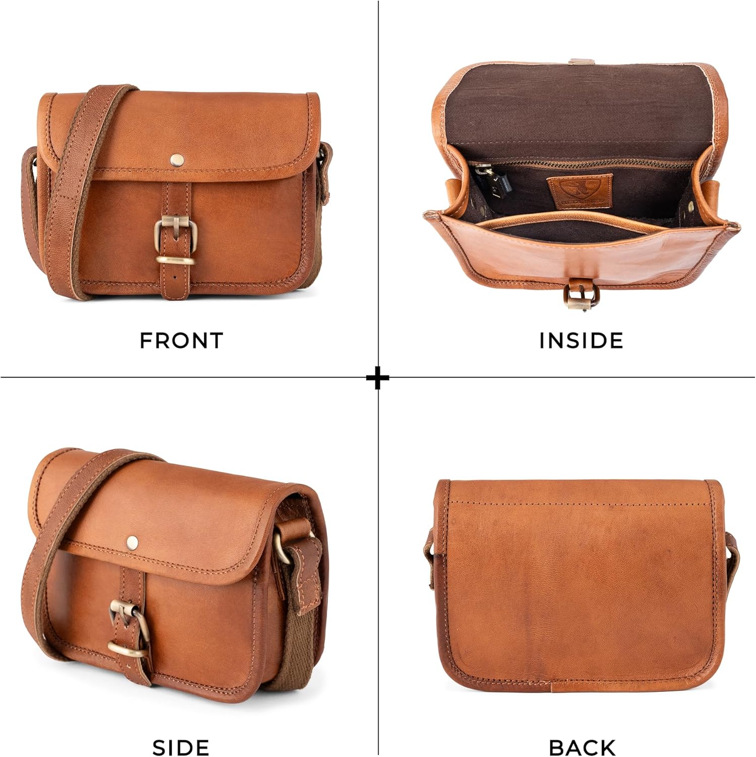 Berliner Bags Vintage Genuine Leather Shoulder Bag Malta, Crossbody Bag, Small Purse for Women - Brown - Image 6