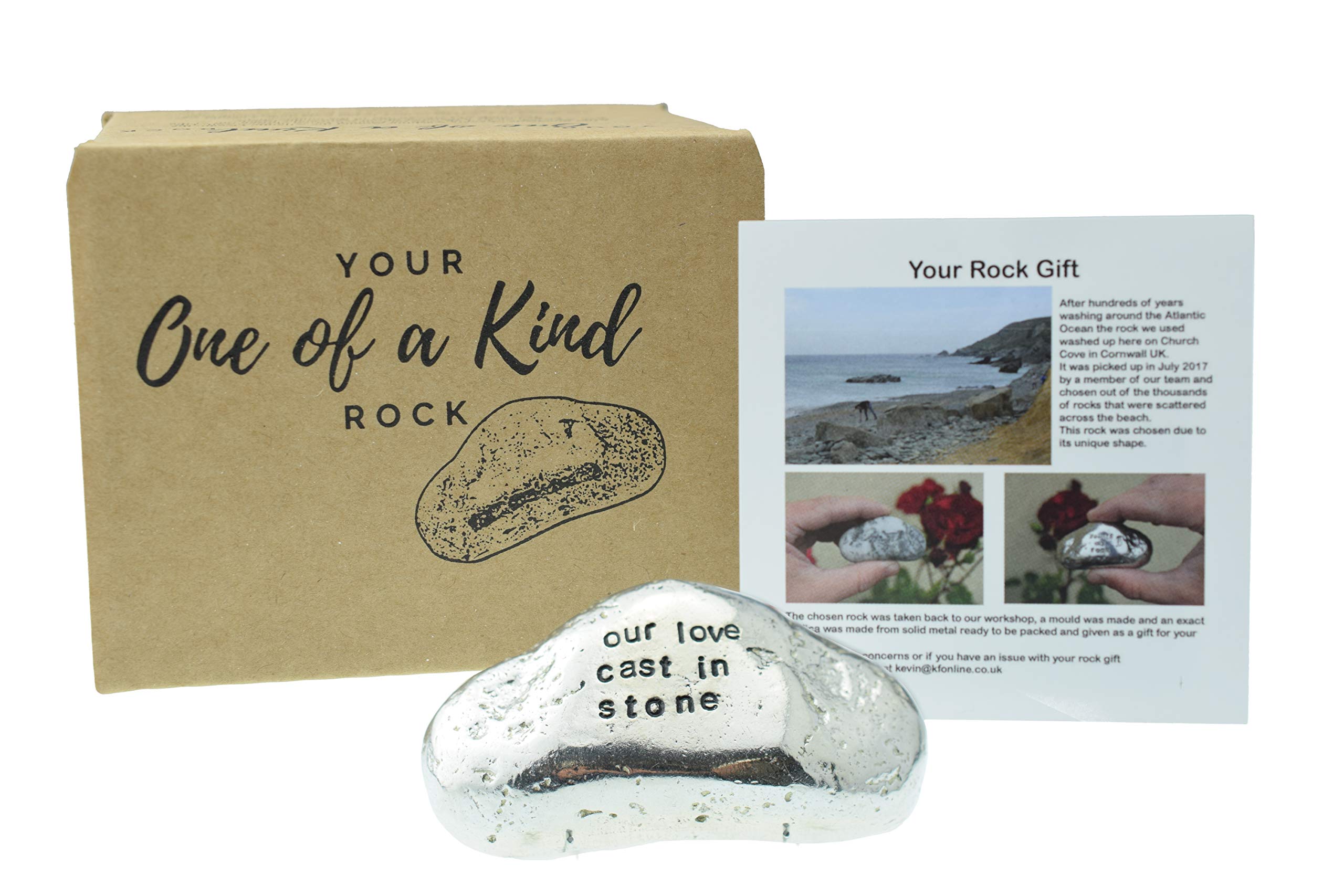 Pirantin Our Love Cast In Stone Rock – Gift For Anniversary, Valentines Day, Birthday, Christmas For Him Or For Her (Rockcast)
