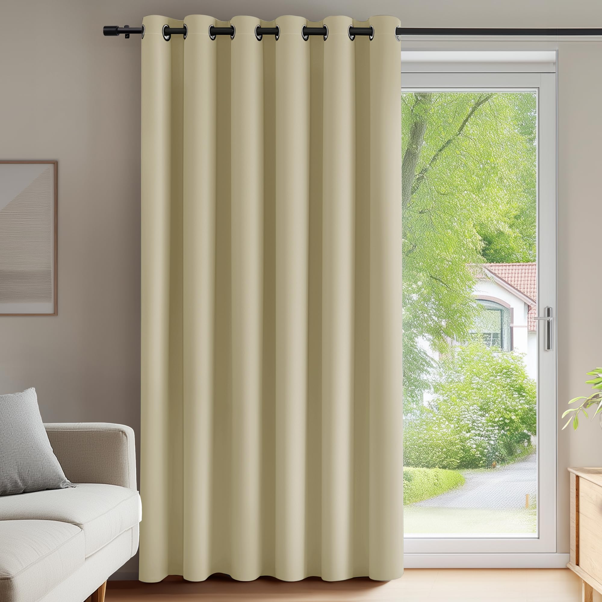 Deconovo Vorhänge Blickdicht Verdunklungsvorhang Gardine mit Ösen Raumteiler Vorhang Wohnzimmer Thermogardine Wärmeisolierung Thermovorhang, 245x200 cm(HöhexBreite), Beige, 1 Stück