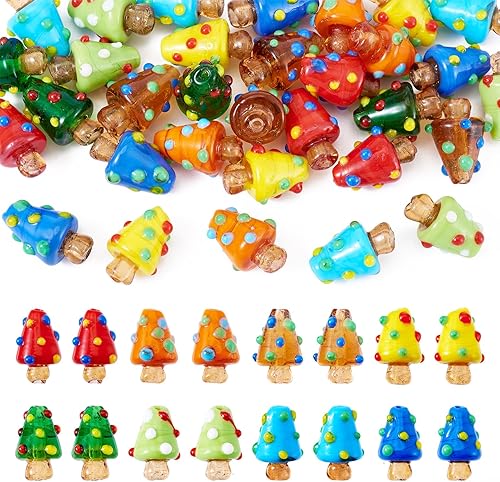 Vista 16 de FASHEWELRY - 20 piezas de cuentas de vidrio transparentes redondas de lampwork, cuentas de cristal transparente de vidrio, cuentas de lampwork