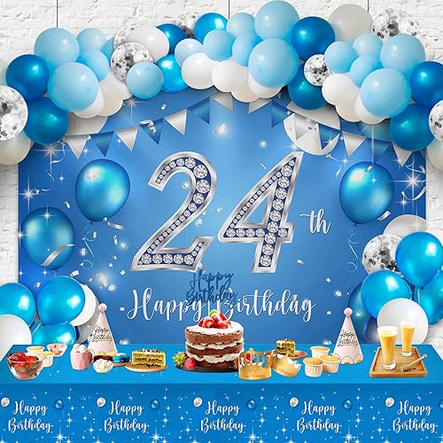 Juego de globos azules de feliz cumpleaños 23  Decoración de guirnalda temática de fiesta con texto en inglés "Cheers to 23 years old Party Theme