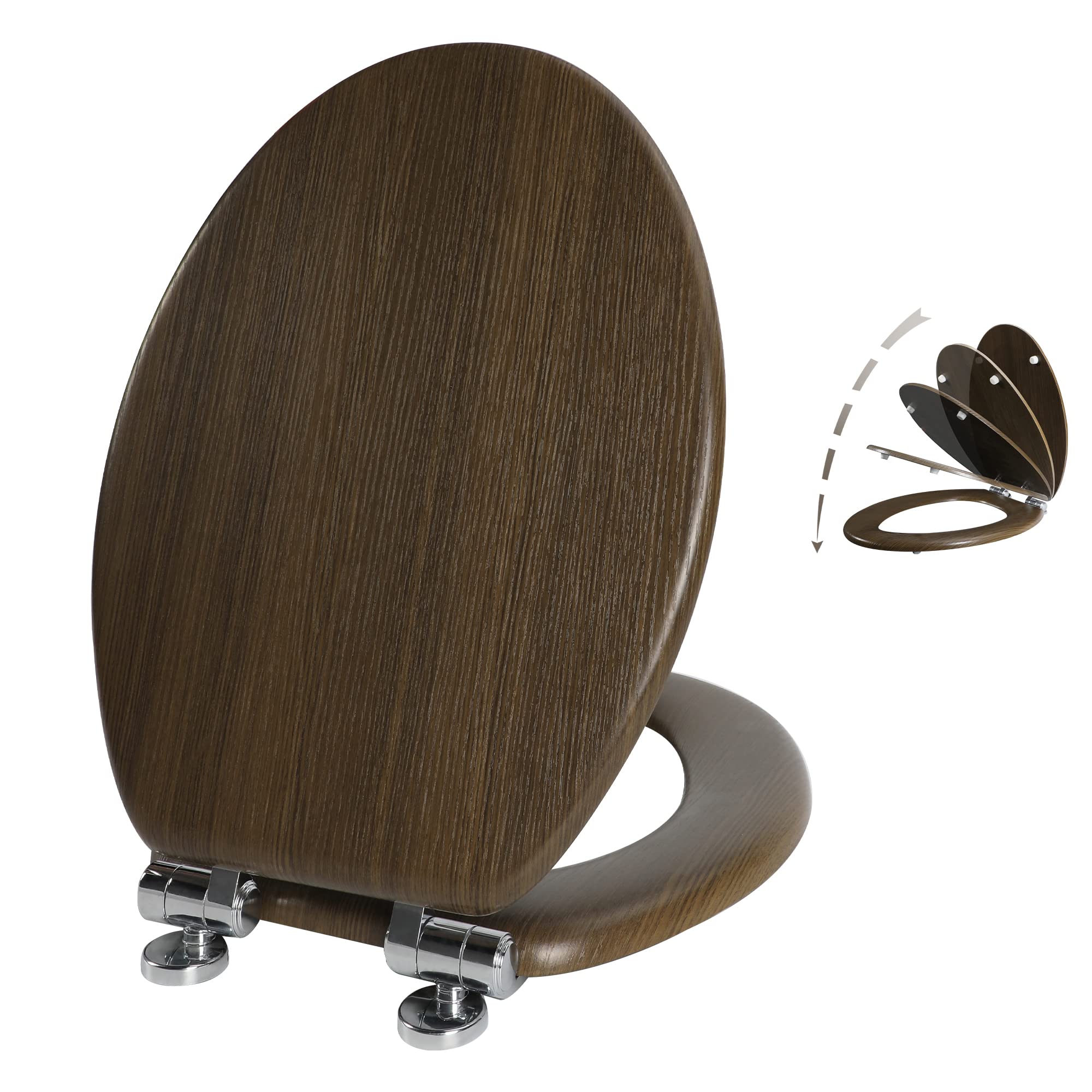 Angel Shield Toilet Seat Molded Wood with Quiet Close Easy Clean Quick