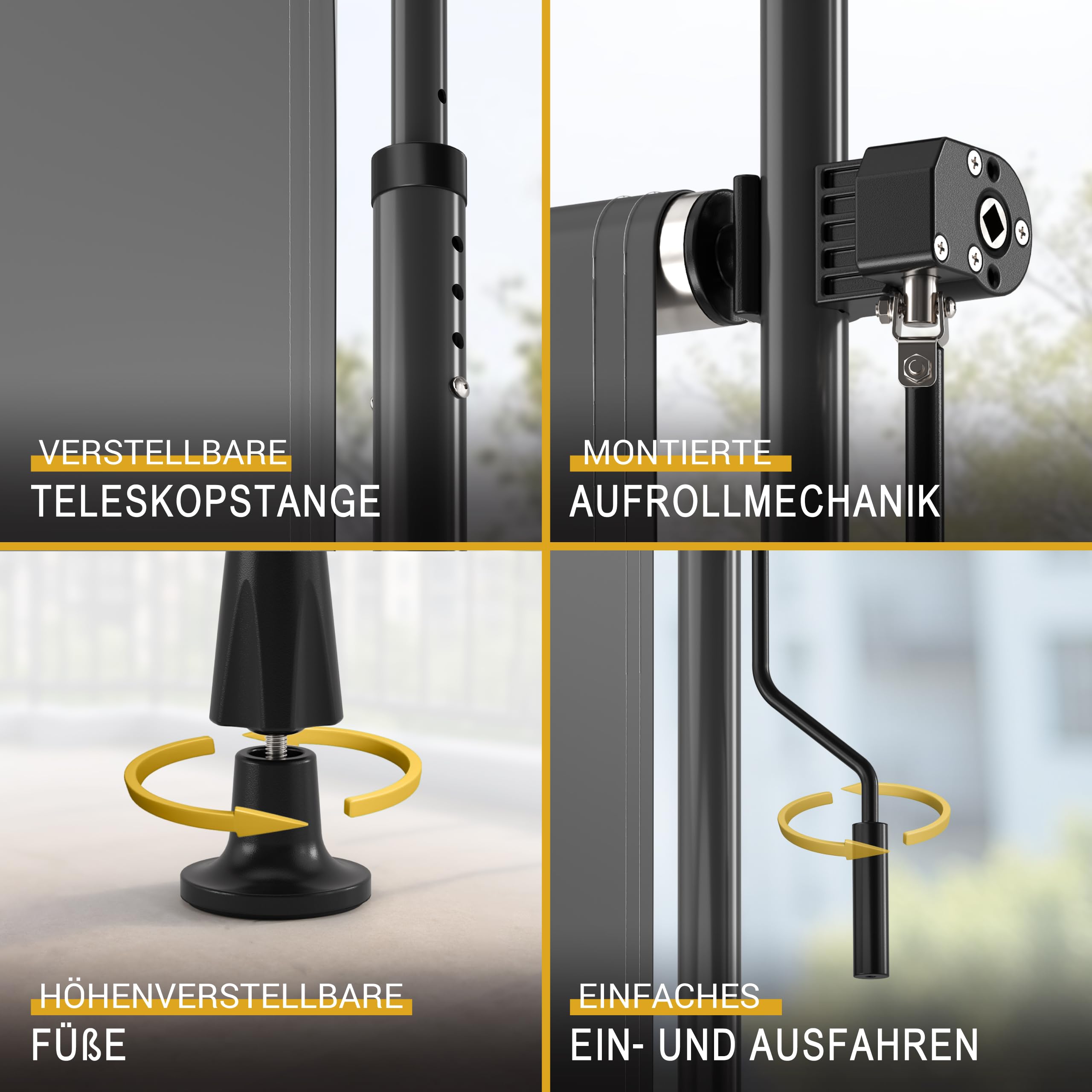 Sol Royal Klemmmarkise Senkrechtmarkise außen – Vertikalmarkise 200x310cm Sichtschutz & Sonnenschutz Balkon Markise ohne Bohren – Windschutz Garten Terrasse Handkurbel Anthrazit Wasserdicht KM5