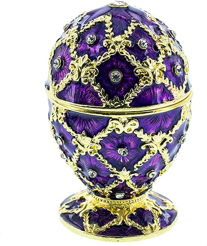 Miniatura 1 de BestPysanky Huevo de Pascua inspirado en el enrejado morado de 2.5 pulgadas