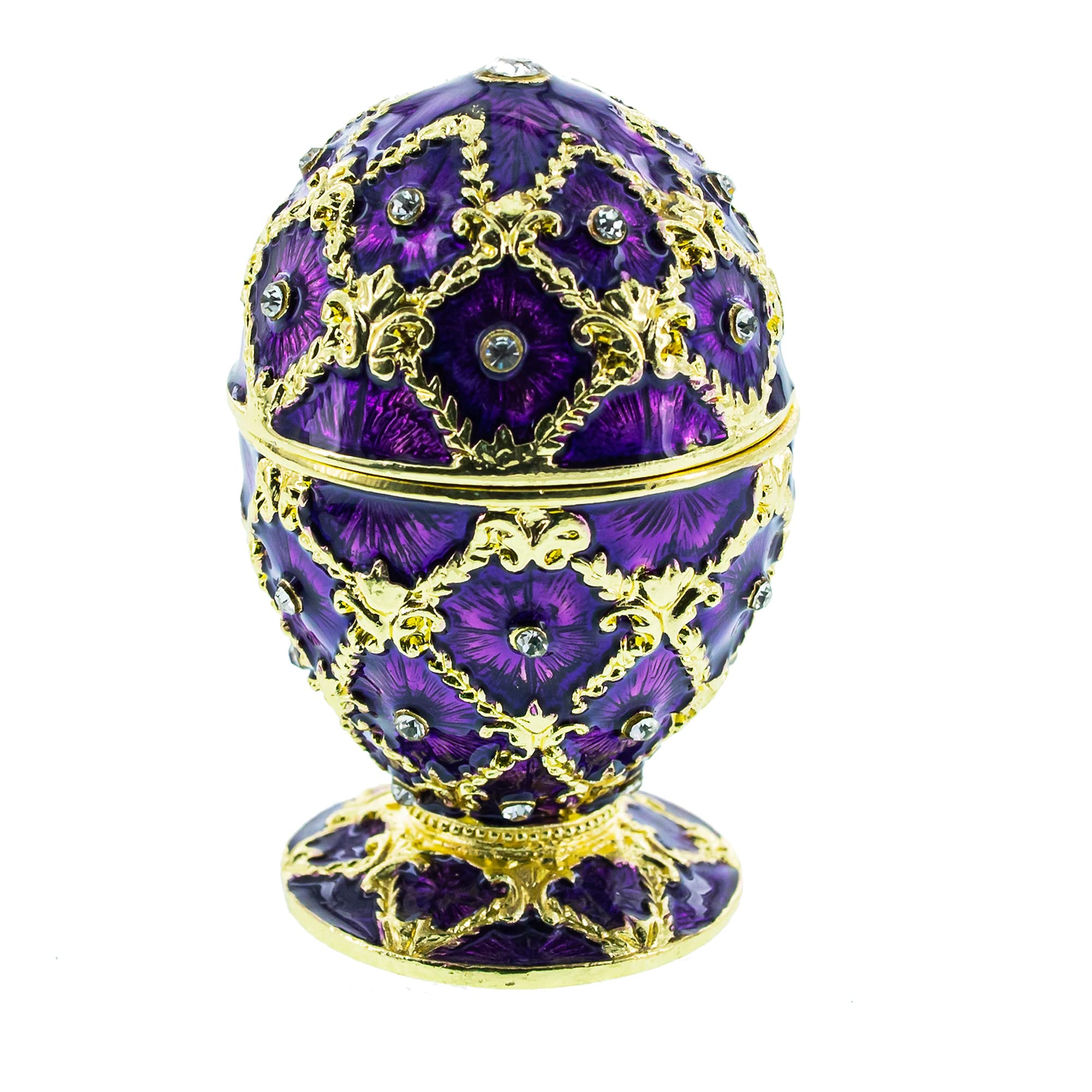 Œuf de Pâques violet et or objet décoratif royal de 6 cm