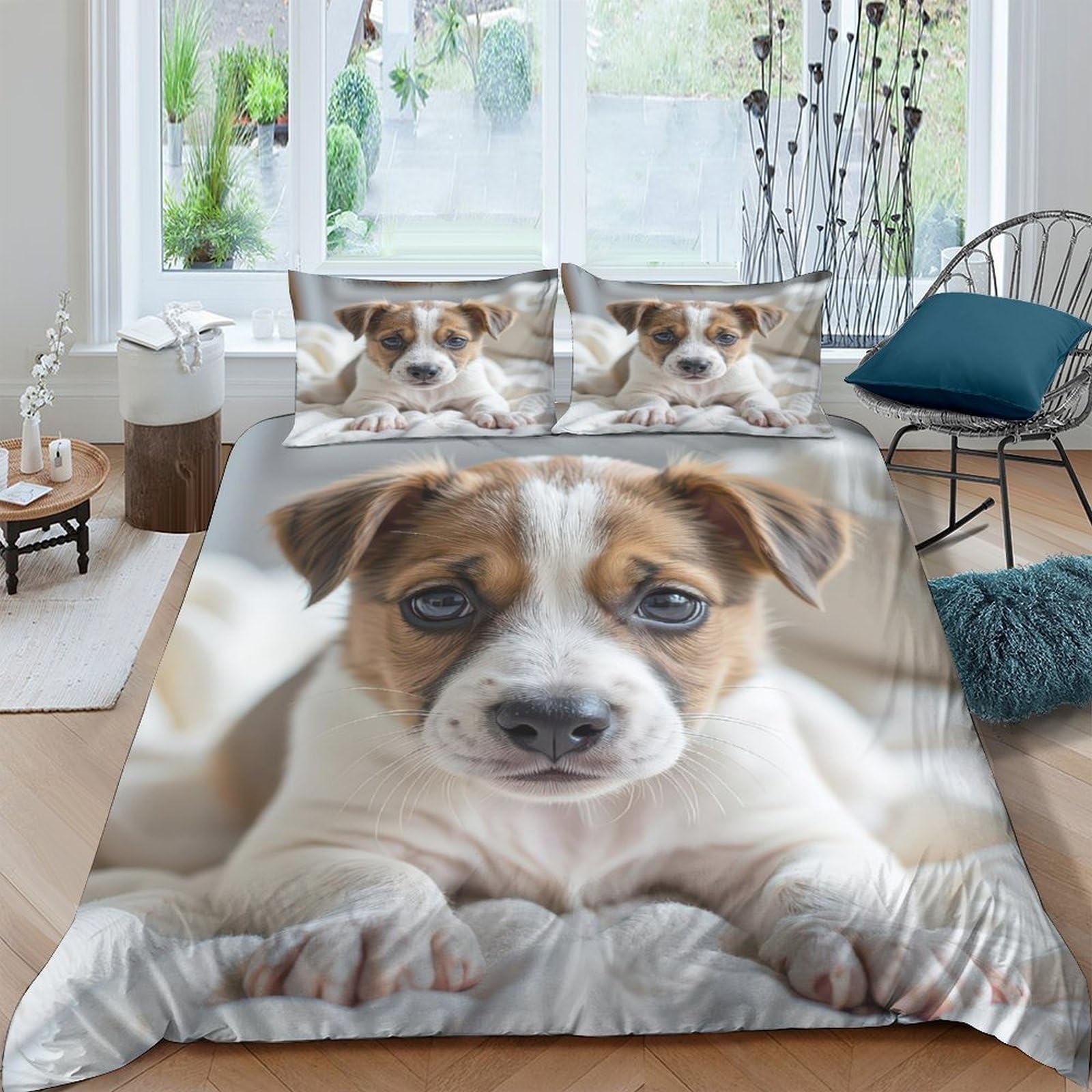 Ctjqhvkz Style-6 3D Printed Cute Puppy Fitted Sheet Microfiber Soft Breathable Dog Face Mattress Cover For Bedroom Guest Room Decor Single（135X200cm）