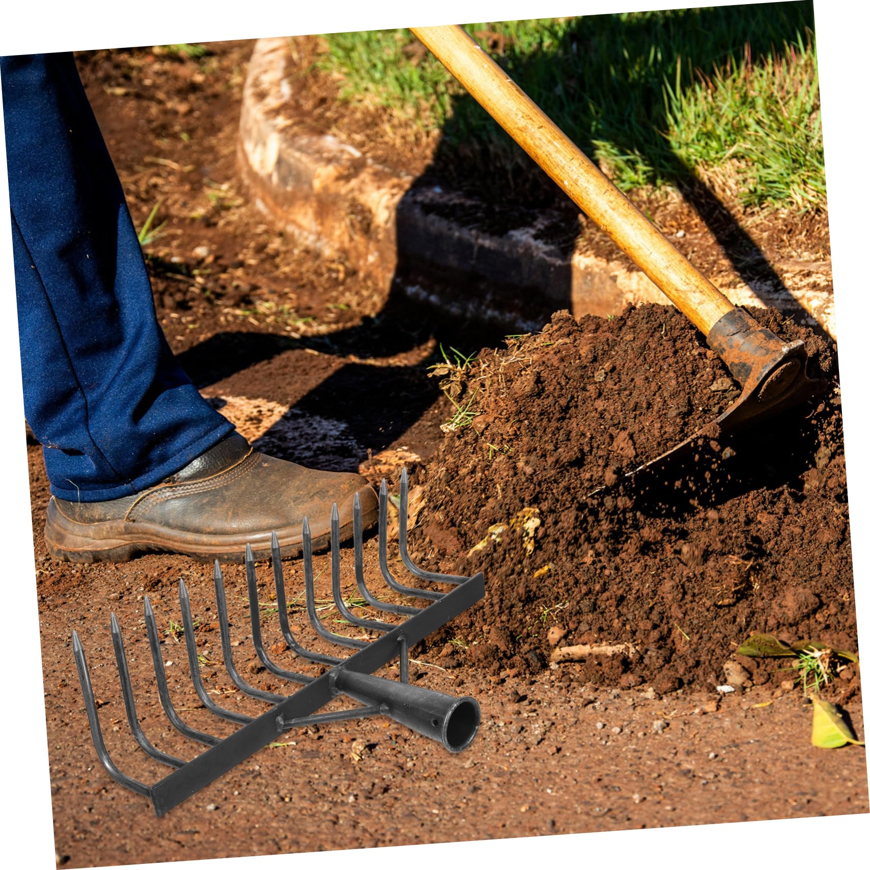 SHINEOFI Tête De Râteau De Jardin Acier Outil pour Désherbage Et Nivellement De Sol pour Jardin Et Agriculture