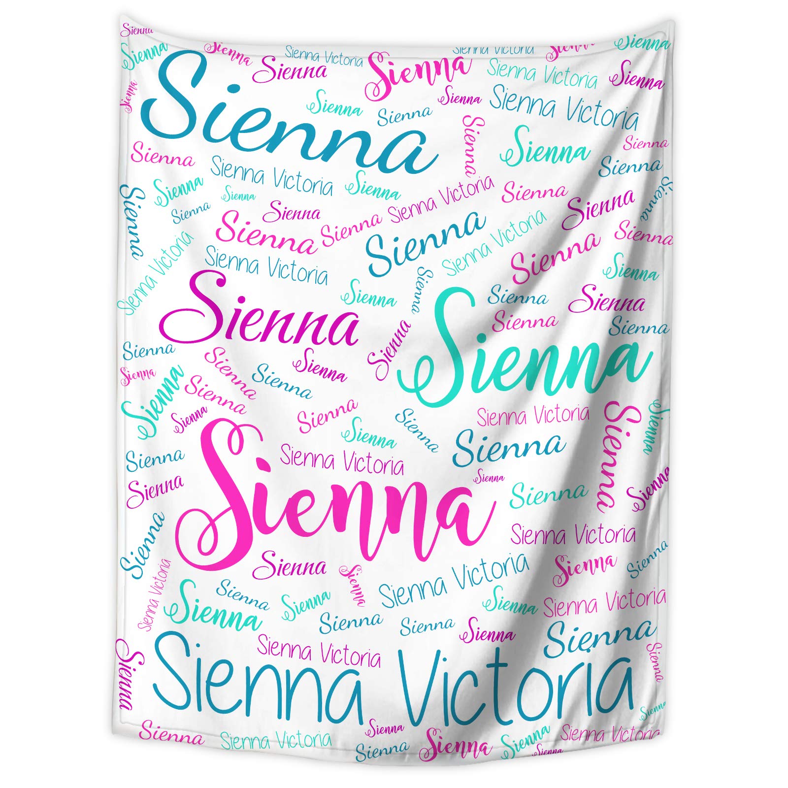 PFCNYMUA Personalized Custom Baby Girls Blankets with Name All Over It, Customized Baby Girl Blankets for Newborns, Infants, Toddlers 50x60 Inches