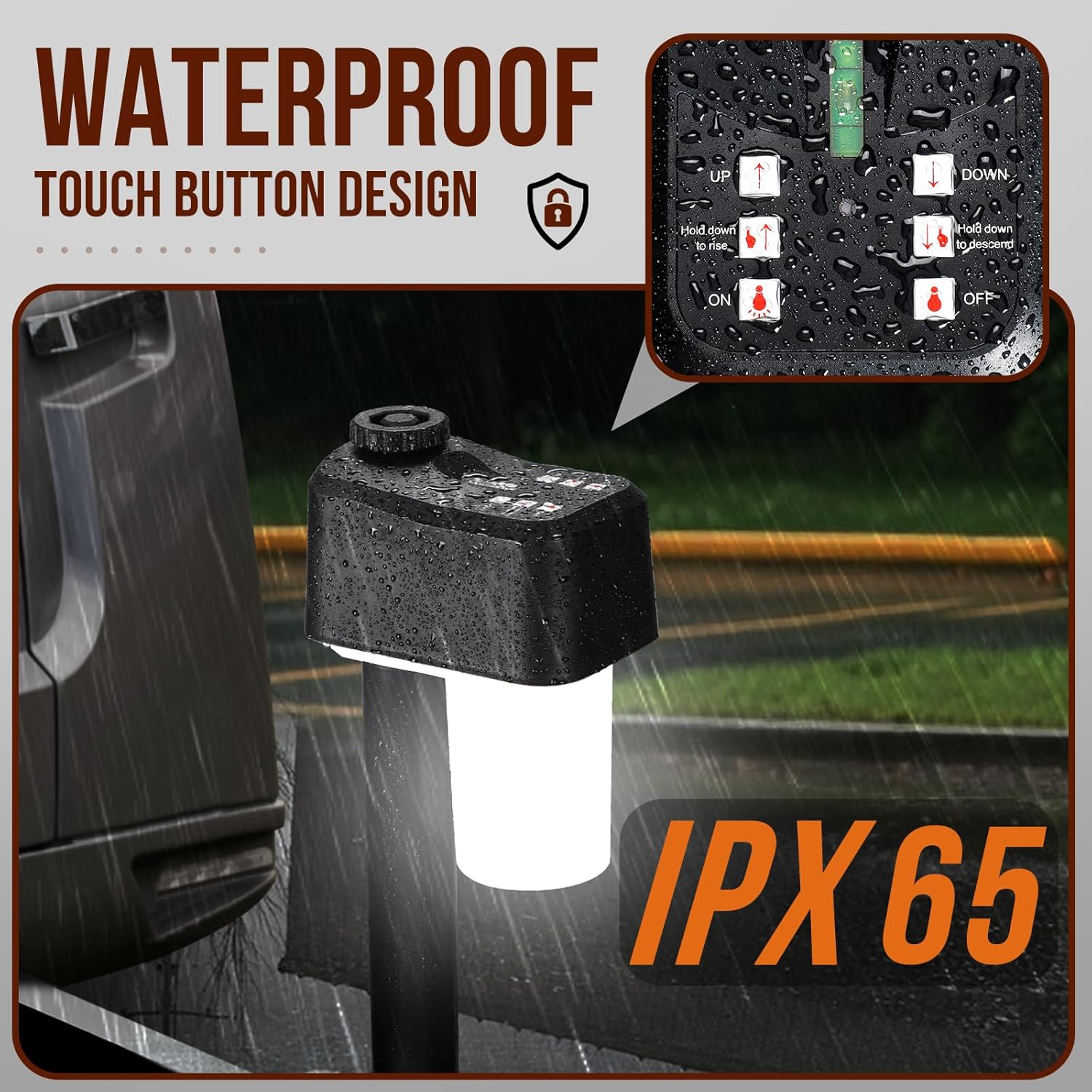 7600LBS Electric Trailer Jack, 12V Heavy Duty RV Jack with Remote Control, IPX65 Waterproof, 9.8-31.5" Extended Electric Tongue Jack for A-Frame, Utility & RV Trailer, LED Light & Bubble Level
