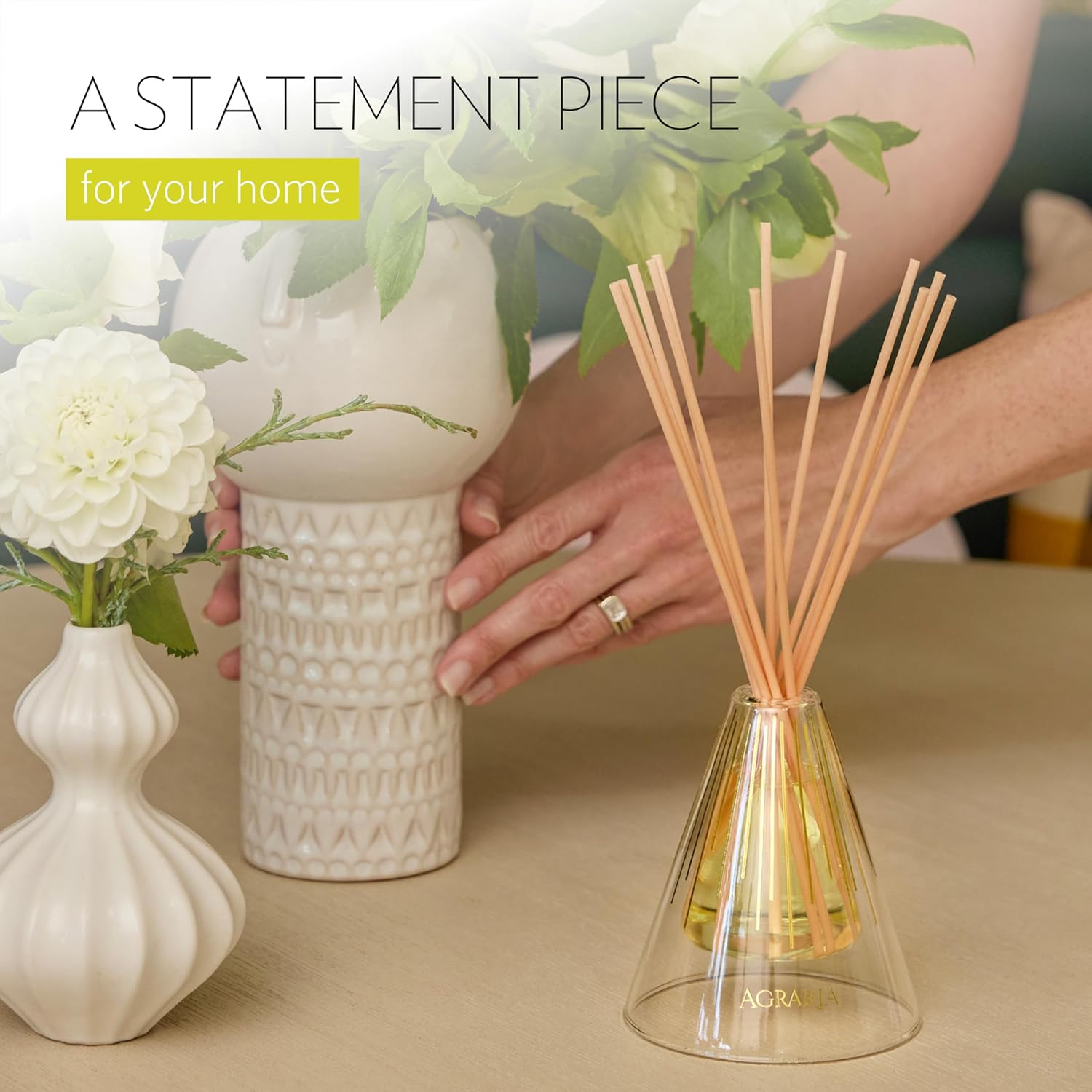 Agraria Lemon Verbena Reed Diffuser Set, 12 Reeds Essential Oil Freshener Sticks, Scent Diffusers for Home Fragrance, Scented Oil Diffuser Gift Box