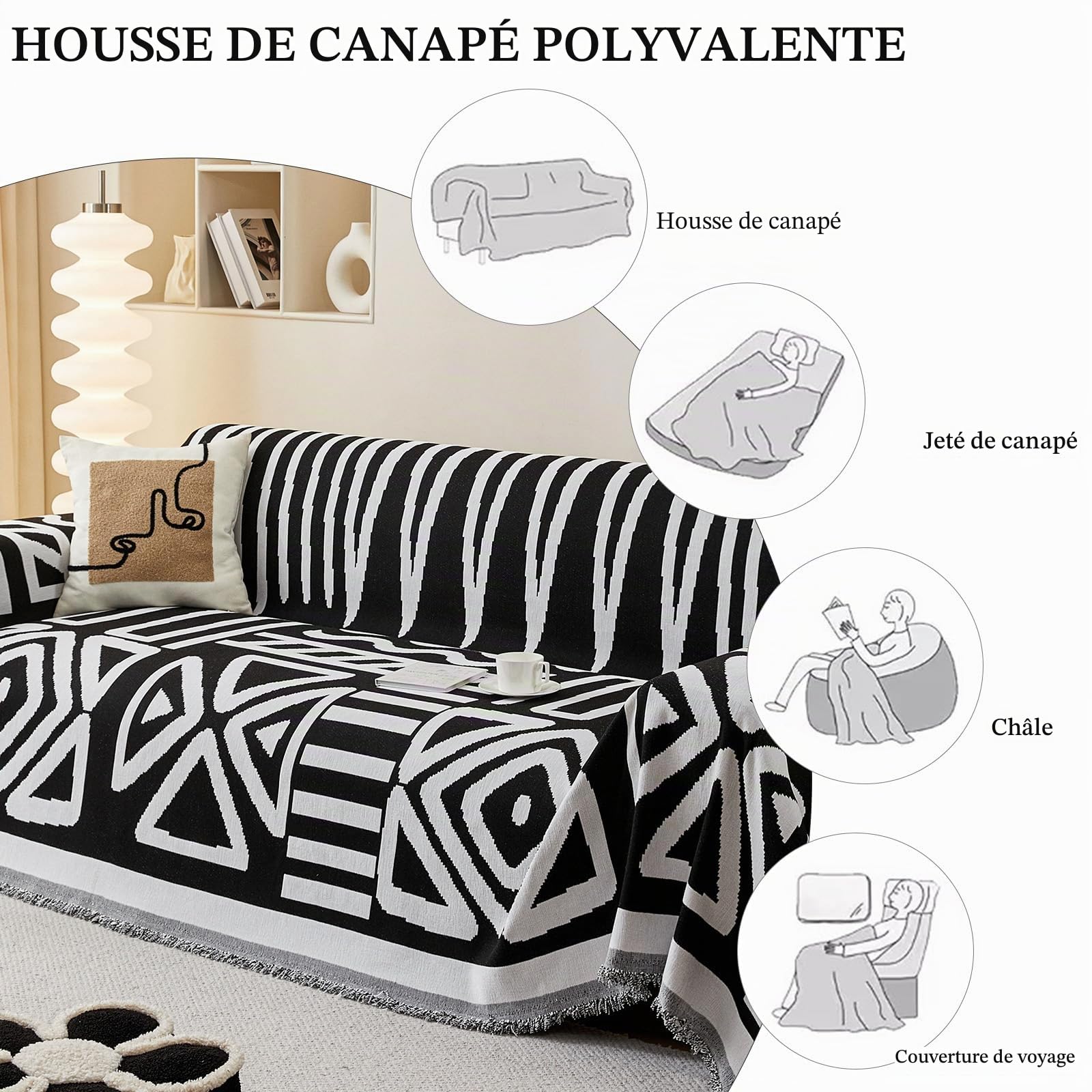 SHANNA Housse de Canapé 1 2 3 4 Places en Forme de L d'angle Protege Canape, Protection Canape Chat Chiens Anti Griffe en Chenille AB Face Couvre Canapé Sofa Cover, Housse pour Meubles de Canapé