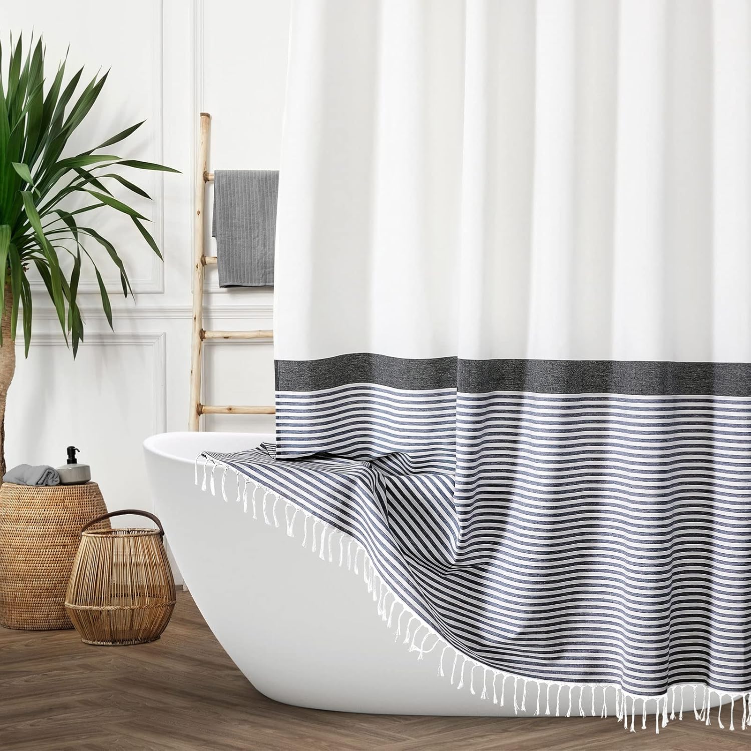 MitoVilla Small Stall Shower Curtain Set 36 x 72, Black Half Size Shower Curtain