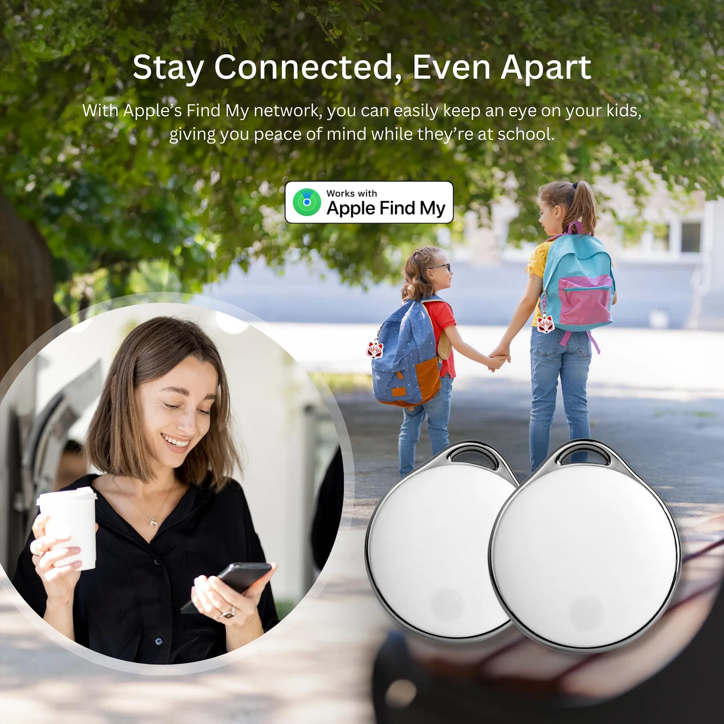 NIJITAG – Traqueur d'objets intelligents avec étui Fox par LINKSTYLE — Tracker GPS à portée illimitée alternative avec Apple Find My Network, étanche, iOS uniquement (3 étiquettes + 1 étui)