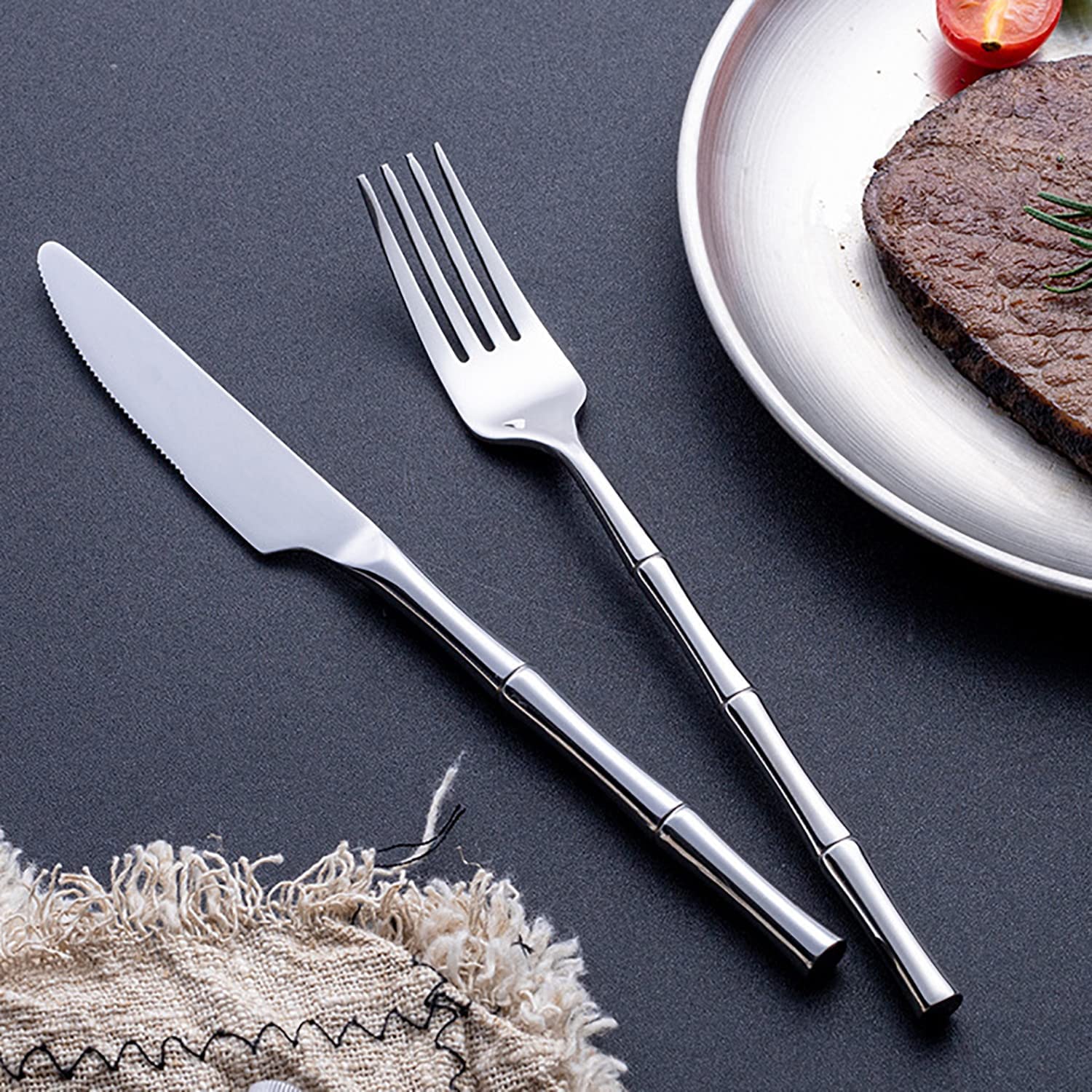 60 Stck Bambus Gold Besteckset fr 12 langlebige 18/10 Edelstahl Besteck  Sets Haus Kche Hochzeit Restaurant Besteck Utensilien enthalten Messer  Teelffel Gabeln und Lffel Geschirr Set : Amazon.de: Kche, Haushalt &  Wohnen