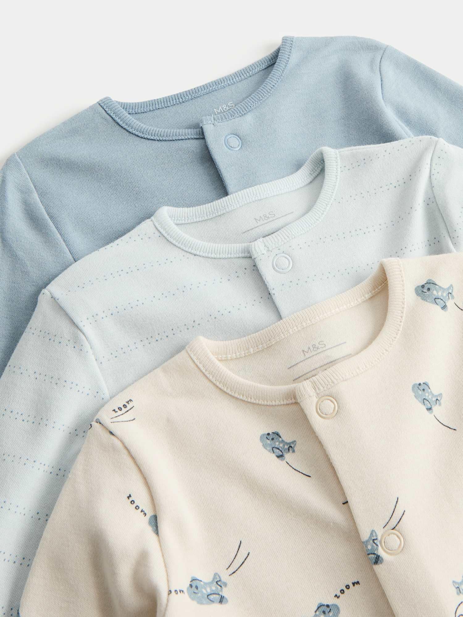 Marks & Spencer 3Er-Pack Schlafanzüge Aus Reiner Baumwolle Mit Flugzeugmotiv (3,2 Kg–3 J.)