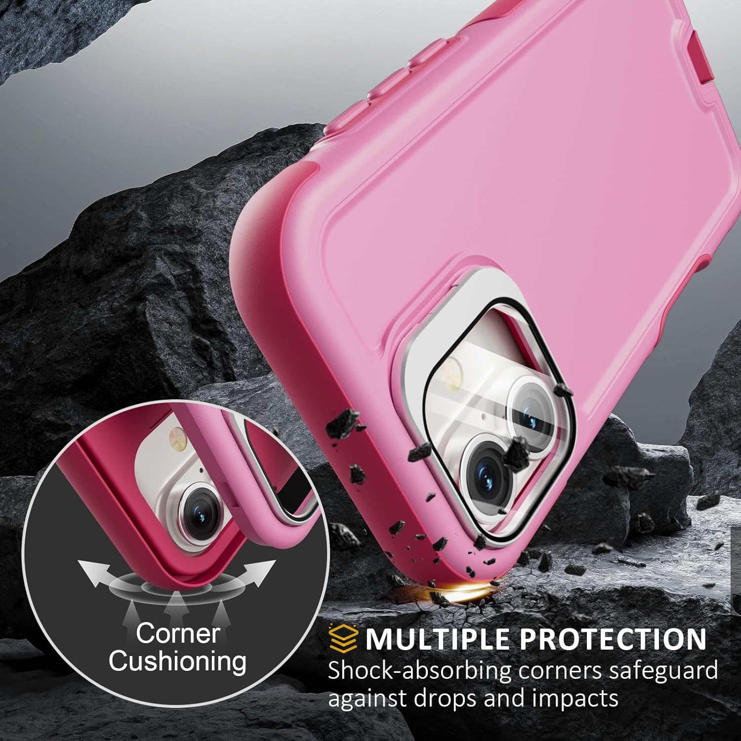 Follaroma for iPhone 17 Case with Stand, Built-in Camera Cover, Compatible with MagSafe, Heavy Duty Shockproof Protection Phone Case, Anti-Drop, Magnetic Dual Layer Protective Cover, 6.3", Pink