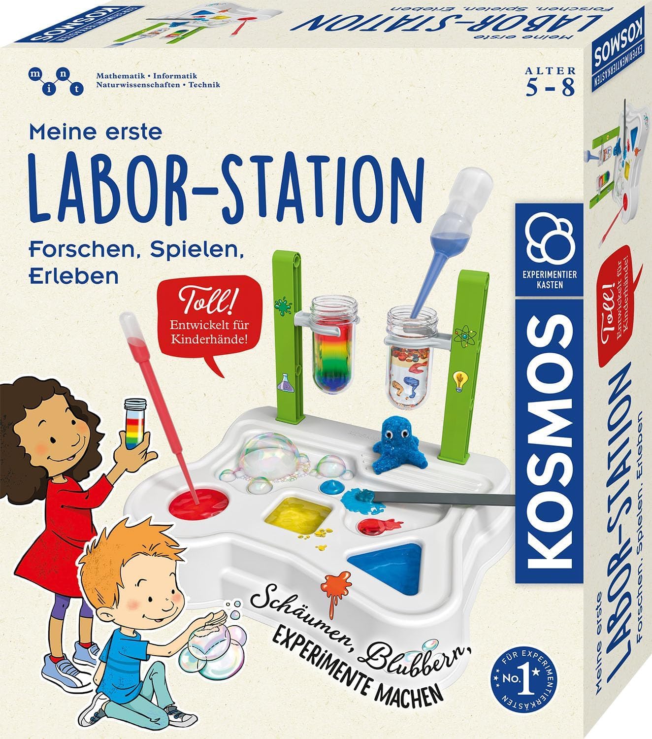 KOSMOS 645632 Meine erste Laborstation, Experimentierkasten für Kinder ab 5 Jahre, kindgerechter Chemiebaukasten mit anschaulich erklärten Experimenten