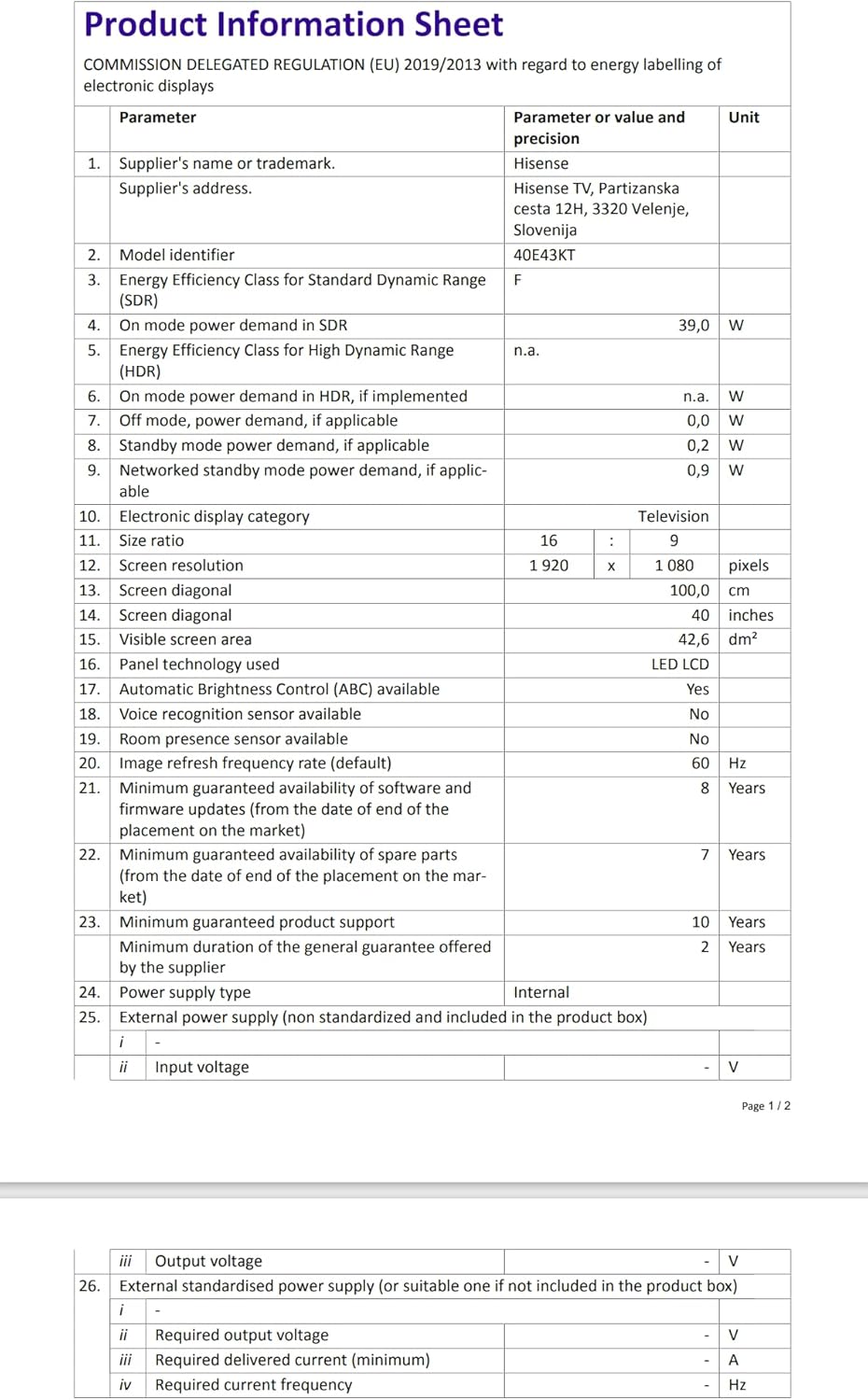 Hisense 40 HD 2024 40E43KT, Smart TV VIDAA U6, Game Mode, Controlli vocali Alexa, Tuner DVB-T2/S2 HEVC 10, lativù Hisense 40 HD 2024 40E43KT, Smart TV VIDAA U6, Game Mode, Controlli vocali Alexa, Tuner DVB-T2/S2 HEVC 10, lativù