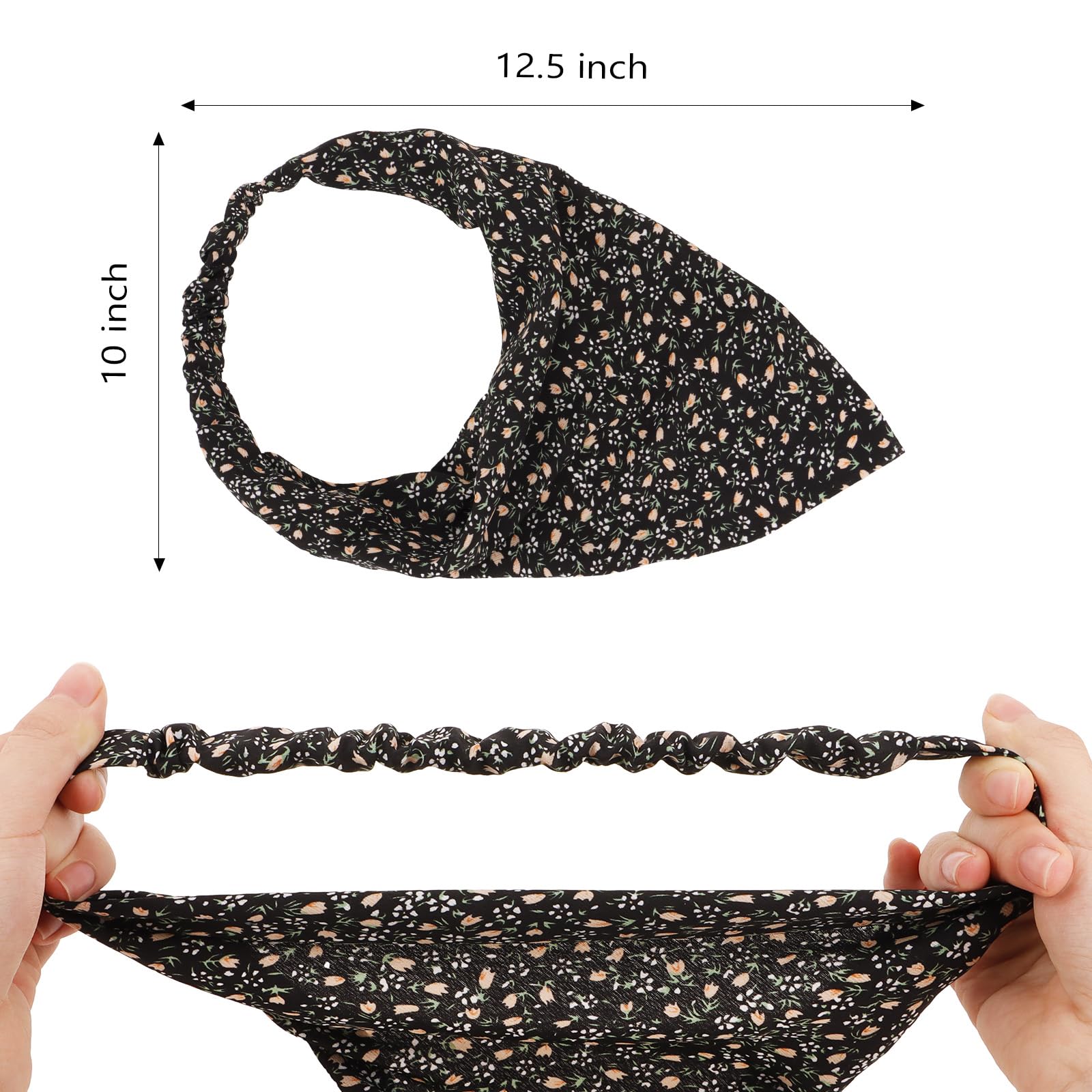 Diadema elástica floral para el cabello, 3 unidades, bandana, bohemia, para mujer, turbante de gasa con pinzas para el pelo, accesorio para el cabello para niñas