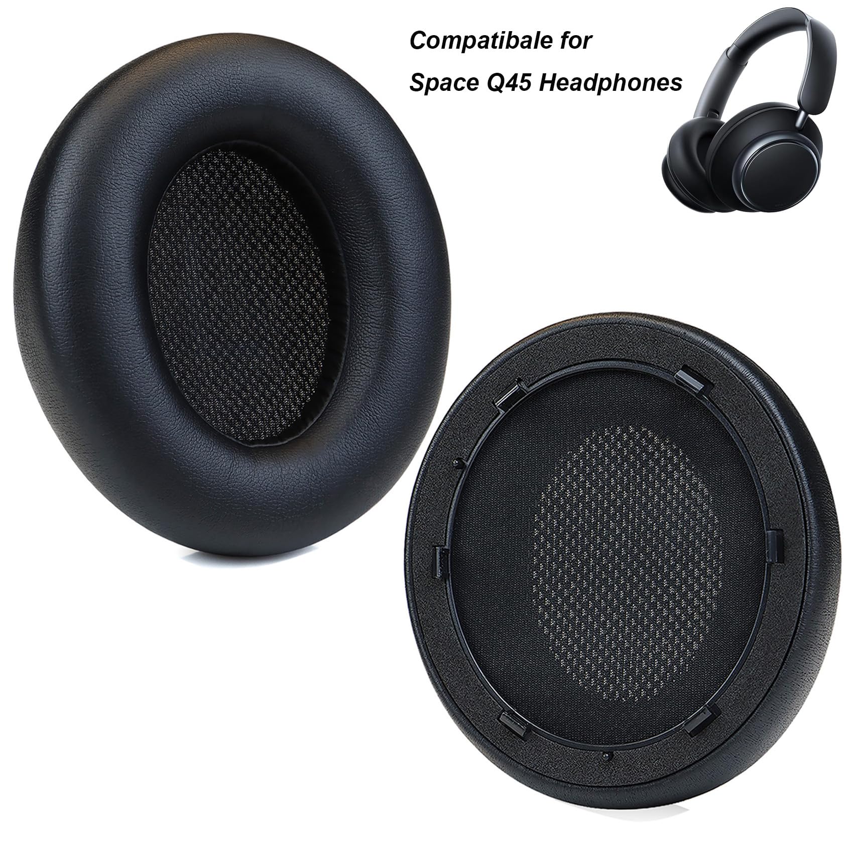 Replacement Ear Pads Cushions for Anker Soundcore Space Q45 Headphones, Space Q45 Protein Leather Earpads with Isolation Foam - Image 2
