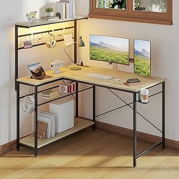 コンピューターデスク Amazon | Bestier ゲーミングデスク L字デスク コンセント付き