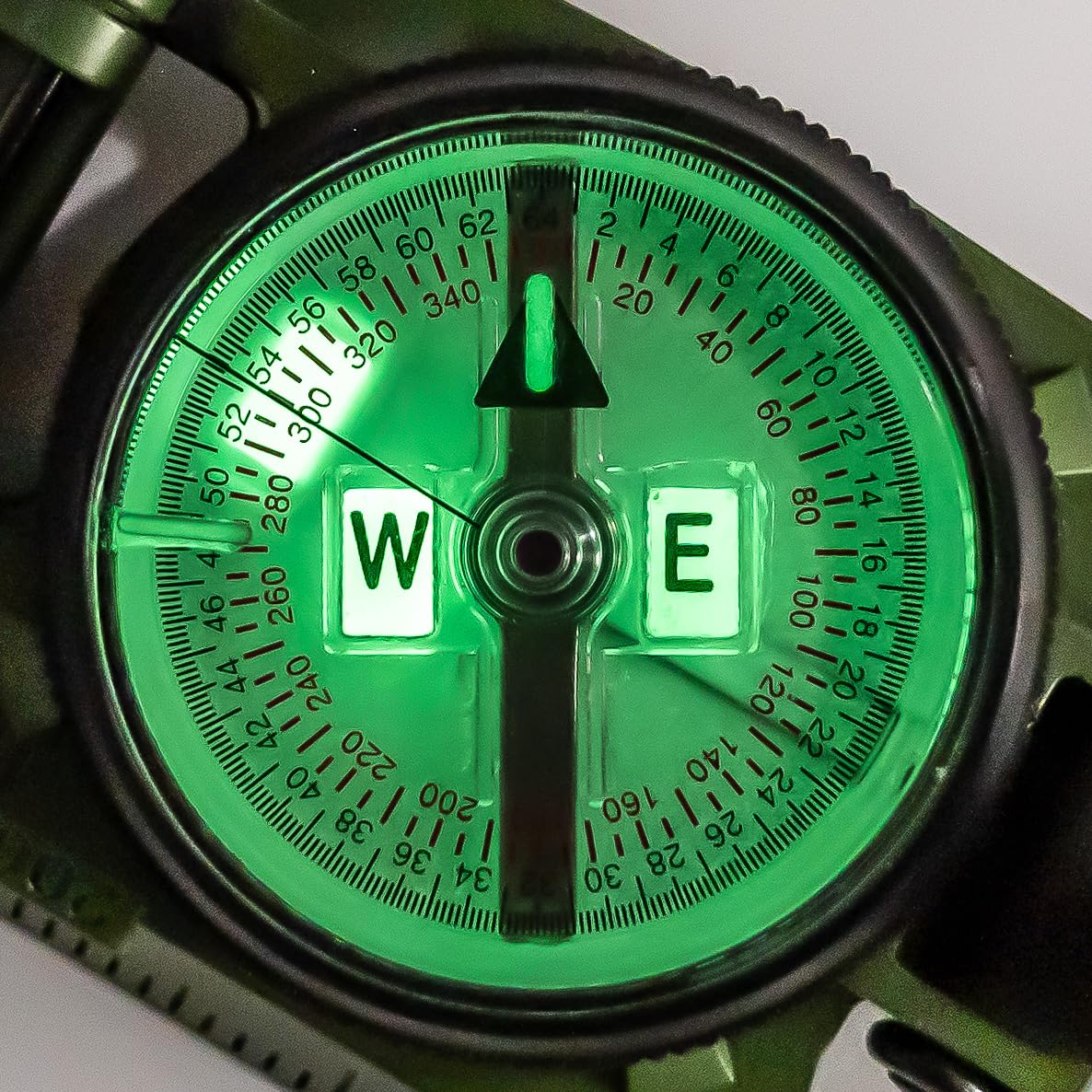 Brunton Linsen-Kompass Modell 94, militärisch, phosphoreszierend, aluminium, USA hergestellt
