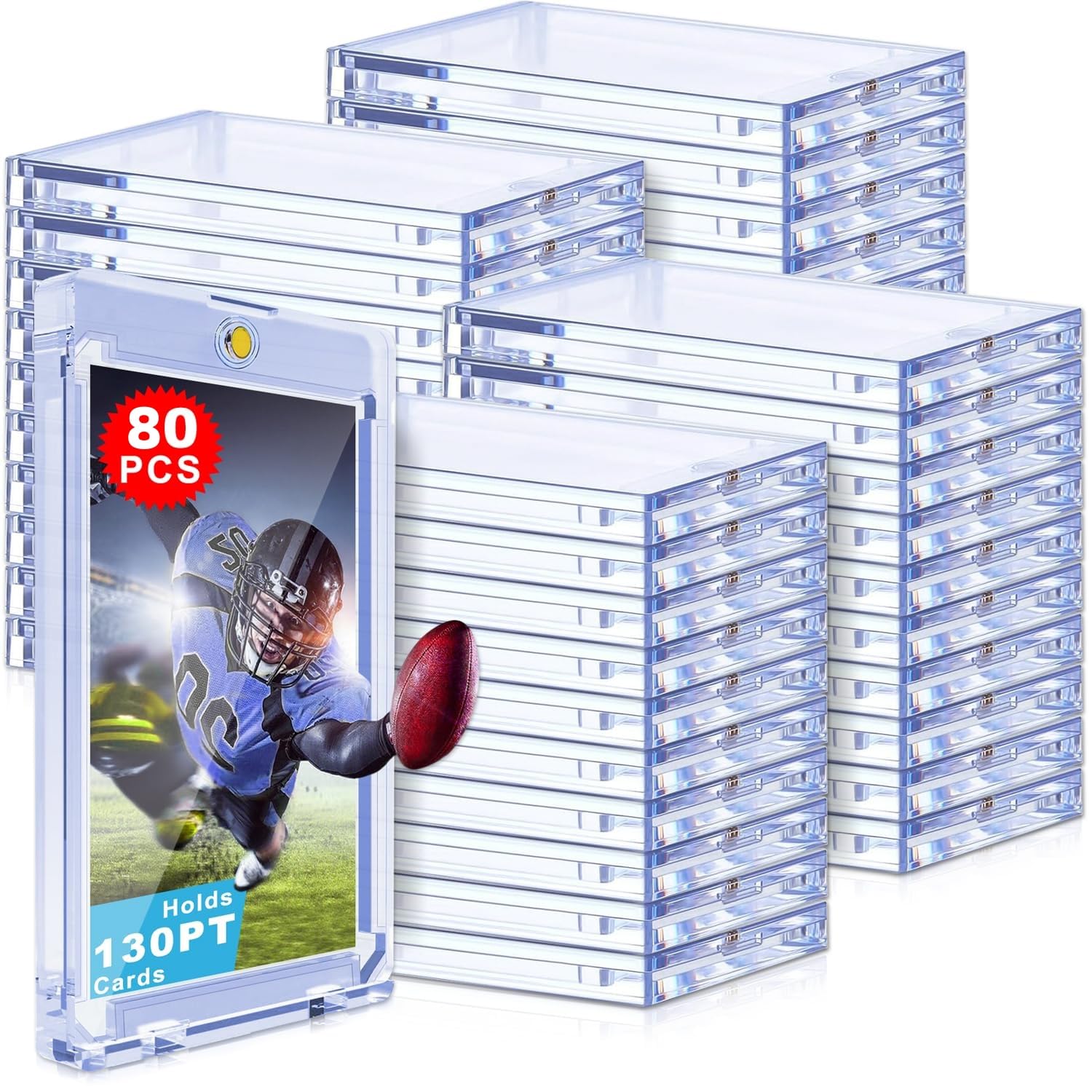 YZtree 130pt Magnetic Card Holder, 20 Pack One Touch Card Holders | 0.28" Clear Acrylic C…