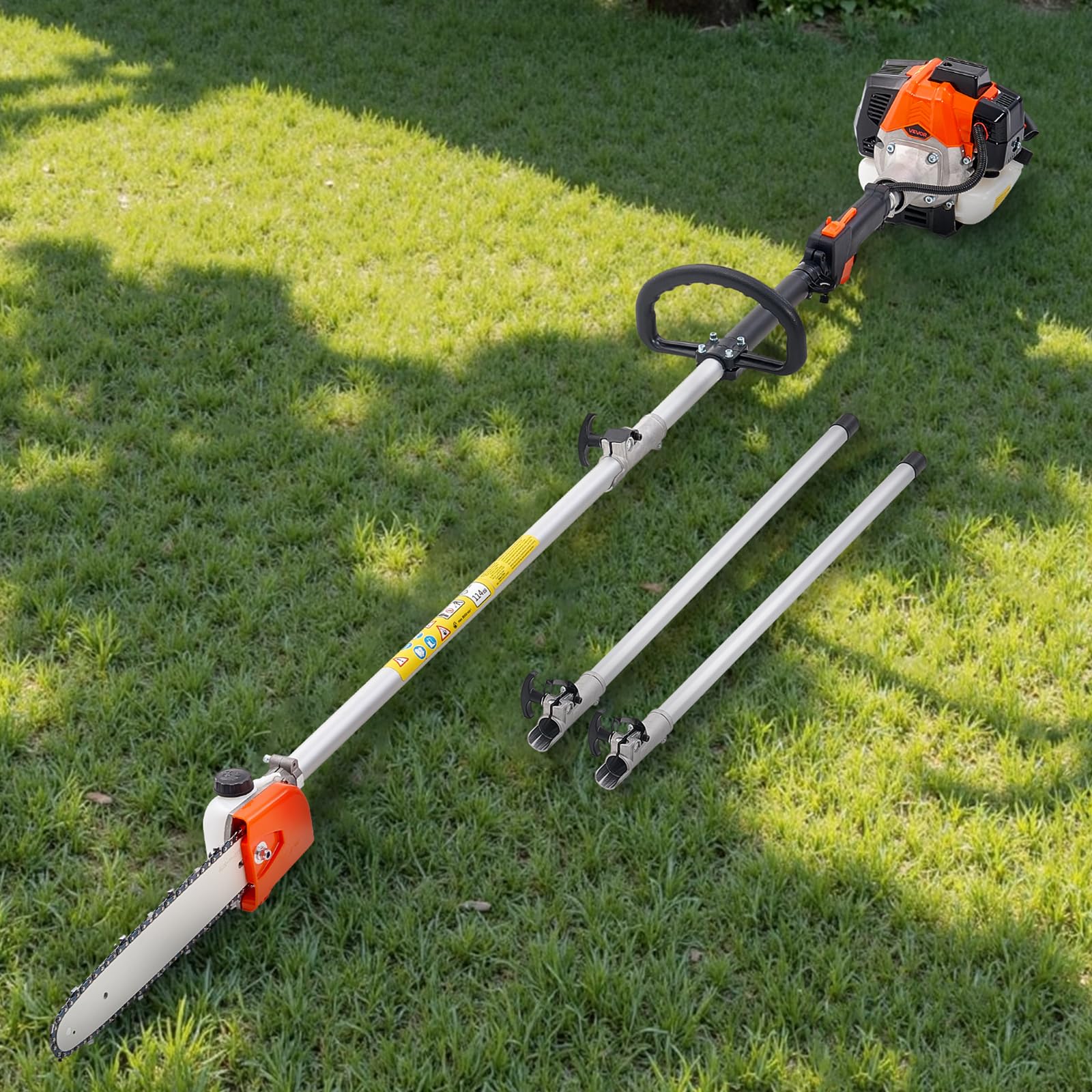 VEVOR Élagueuse Thermique sur Perche à 2 Temps, 25 cc, Élagueuse sans Fil à Essence, avec Perche Extensible 2,12-3,62 m, Guide-chaîne 30,5 cm, Réservoir de Carburant 650 ml, pour Élagage des Arbres