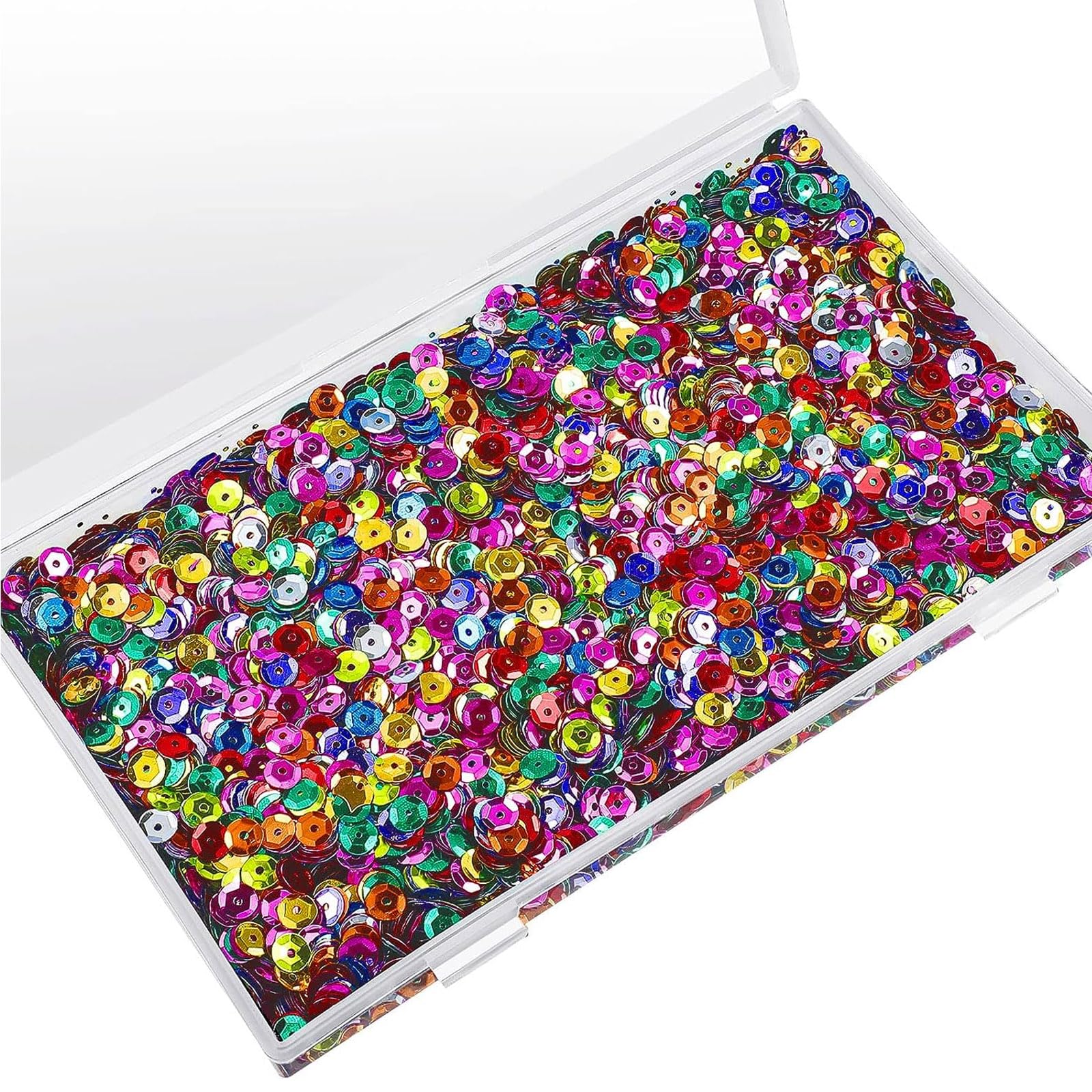 80000 Pcs Bulk Loose Christmas Decorations 6 mm Round Embroidery Sequins with Holes Rainbow Sequins for Crafts with Storage Box Spangles for Jewelry Making Sewing DIY Art(320 Grams)