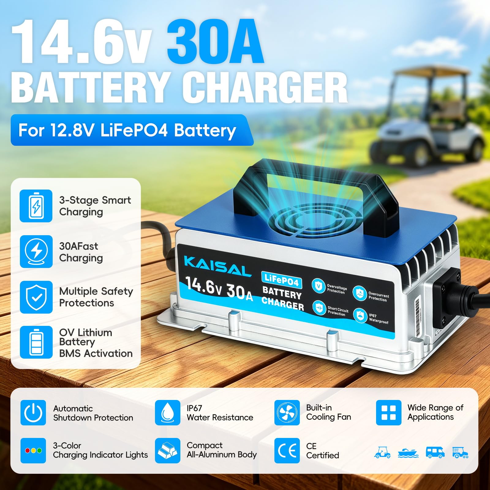 KAISAL 12 V 30 A LiFePO4 ładowarka
