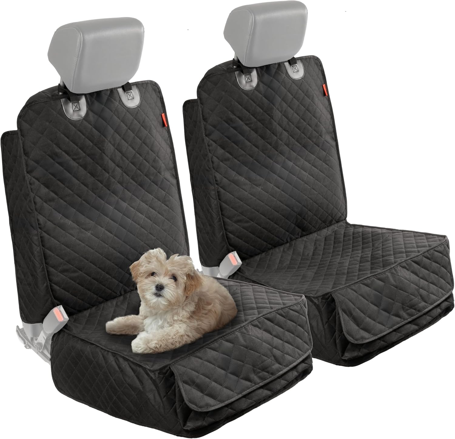 Semilar Lusso Gear Dog Car Seat Cover for Front Seat (2 Pack) - 100% Waterproof, Nonslip - Full Protection for Passenger Chair, Captain Chairs - Rear Seat Protector for Dogs - Fits Cars, Trucks, SUVs Single Cover - Twin Pack - Black