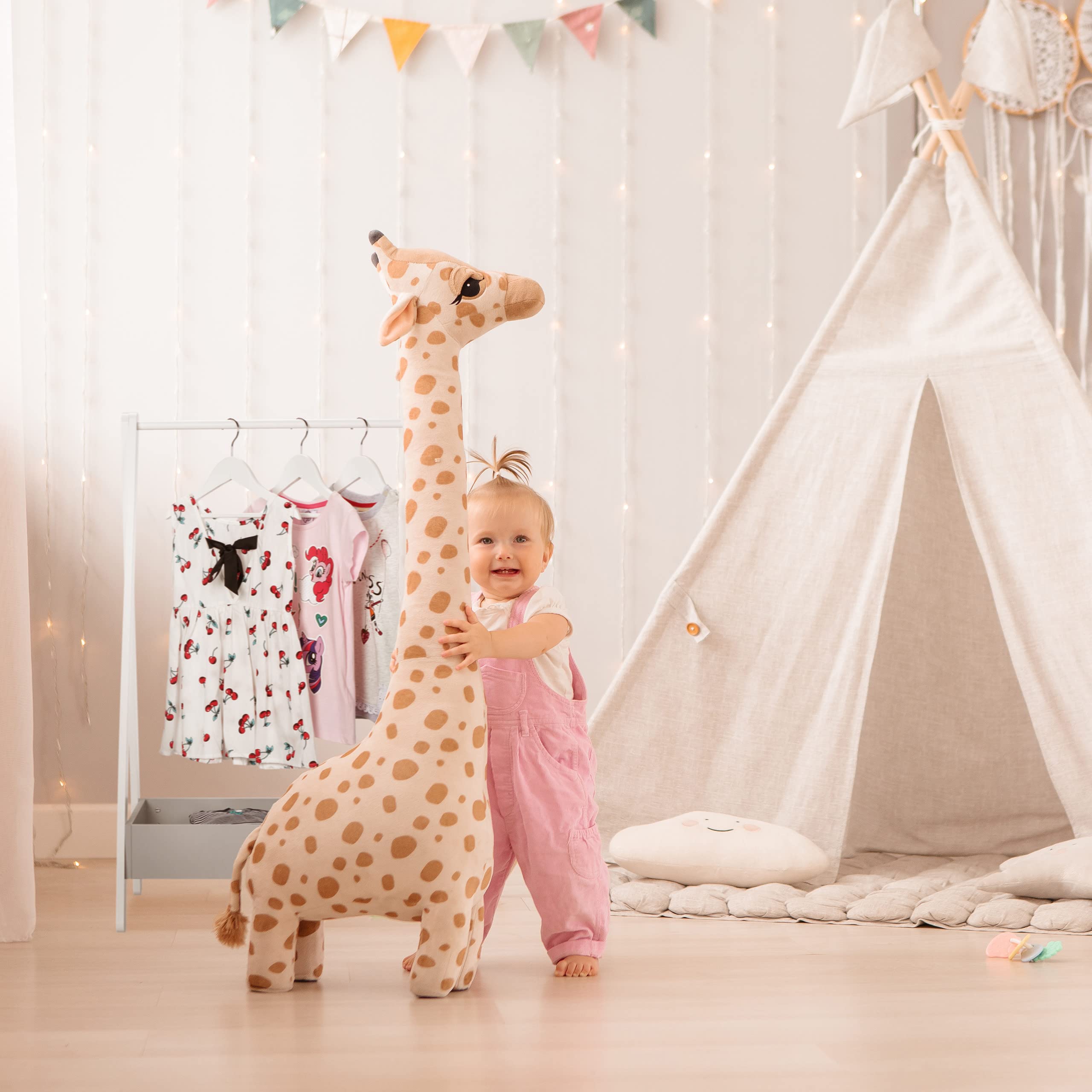 Relaxdays Perchero Burro Infantil, 99 x 63,5 x 42 cm, Armario para Niños con Balda, Organizador Ropa, Blanco y Gris