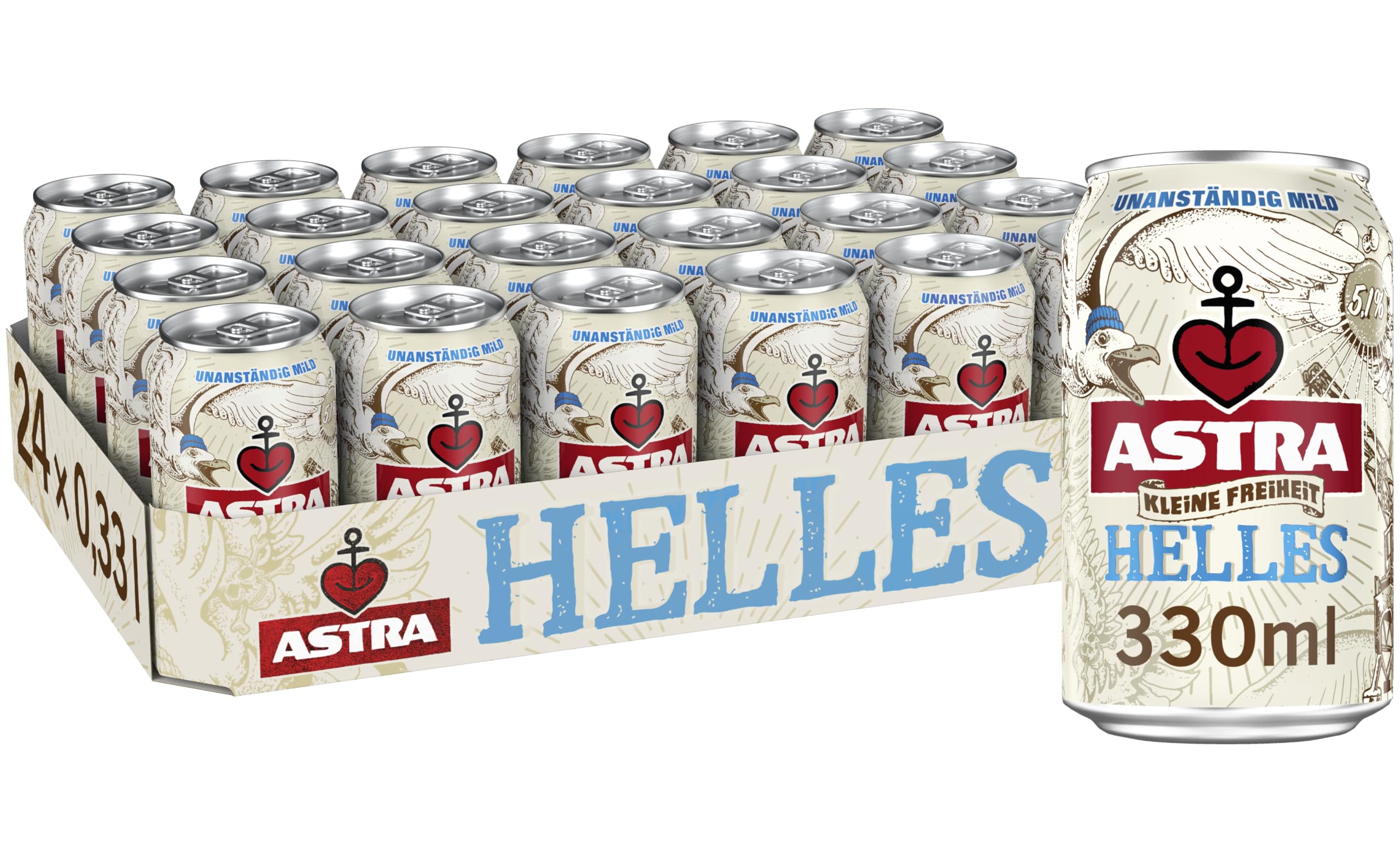 Astra Kleine Freiheit- Helles 0,33l Dose, Bier Dose Einweg (24 x 0,33 l)