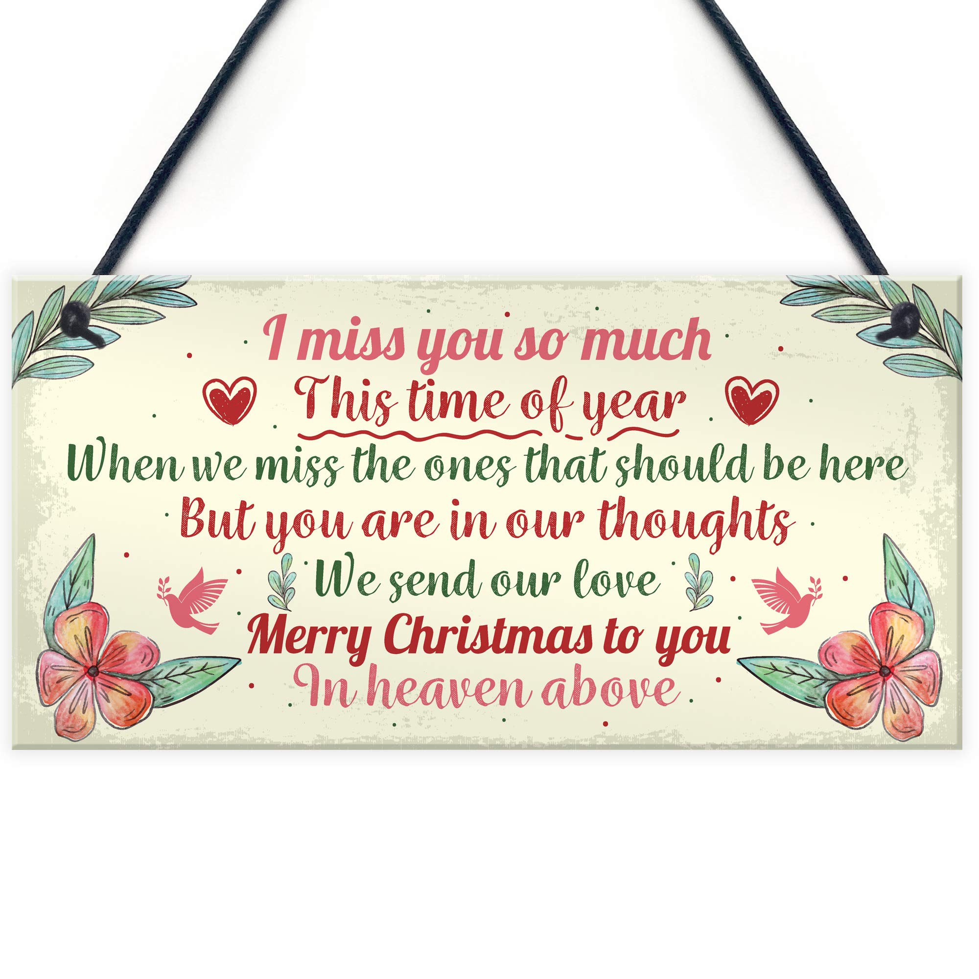 Red Ocean Multicolour Christmas Memorial Hanging Grave Side Plaque Rememberance Tree Decoration