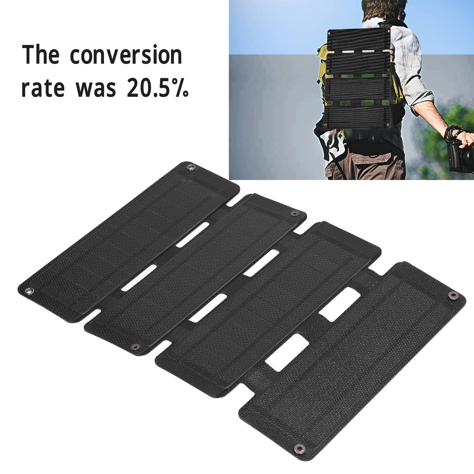 Mini panel słoneczny, przenośny panel słoneczny do generatora słonecznego i urządzeń USB, składana ładowarka z podwójnym panelem słonecznym 14 W, do użytku na zewnątrz, regulator napięcia (BLACK)